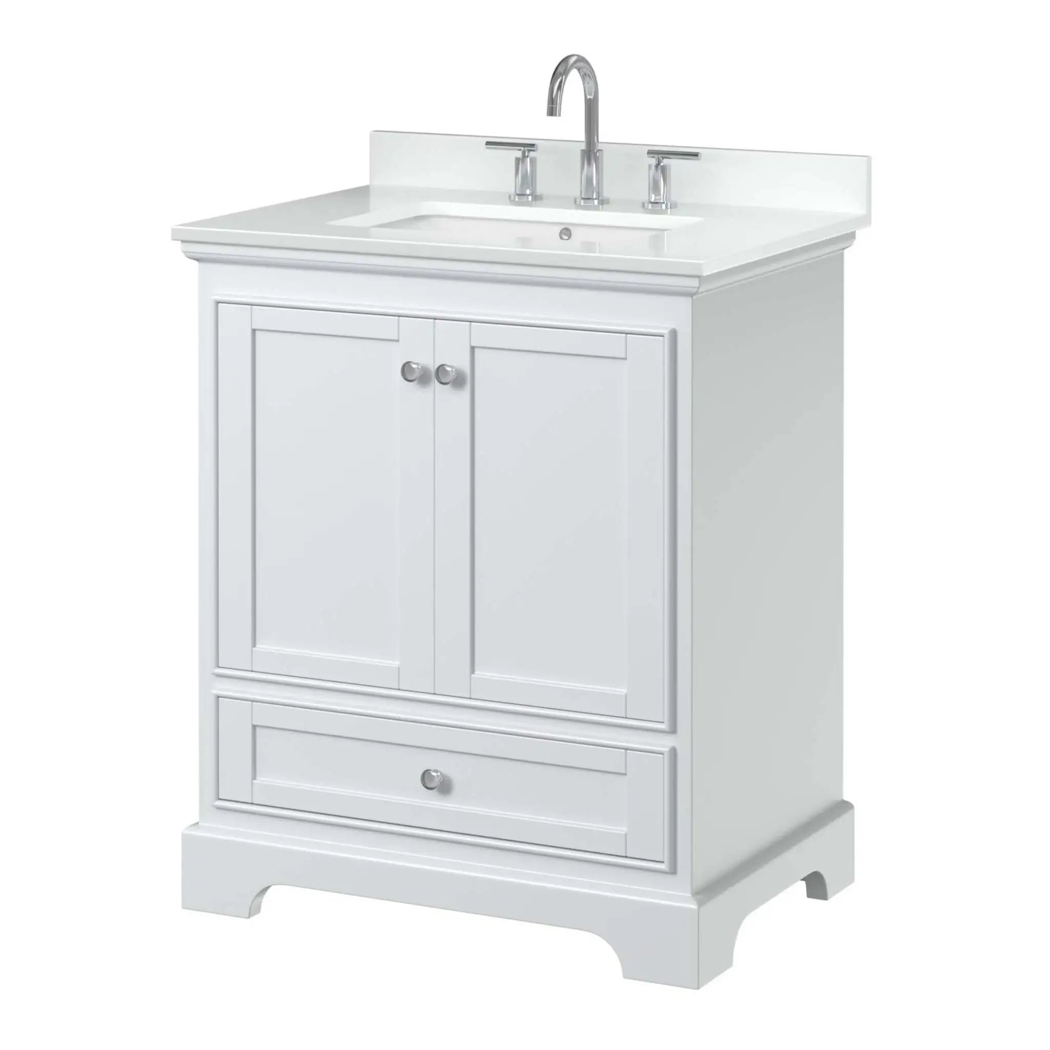 30" Deborah Single Bathroom Vanity in White with Polished Chrome Trim by Wyndham