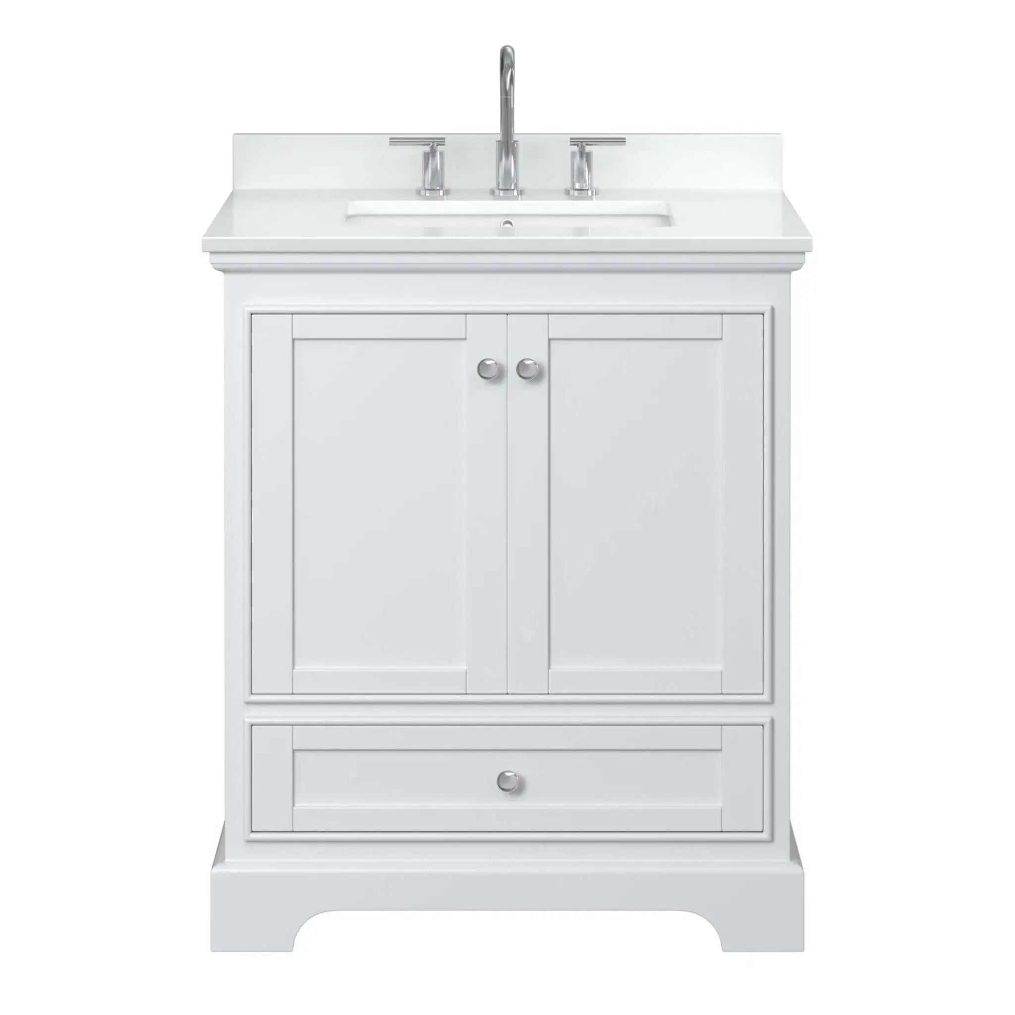 30" Deborah Single Bathroom Vanity in White with Polished Chrome Trim by Wyndham