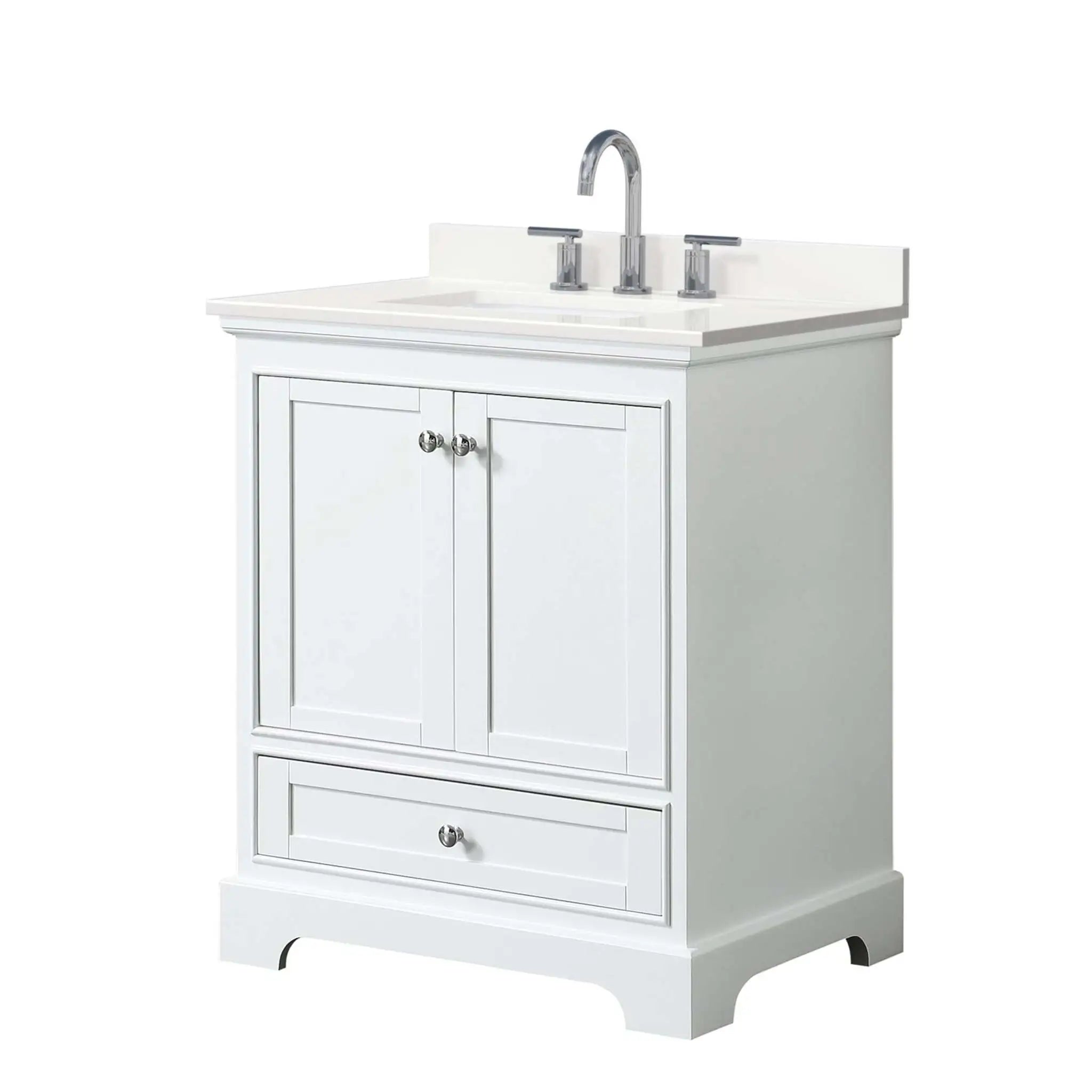 30" Deborah Single Bathroom Vanity in White with Polished Chrome Trim by Wyndham