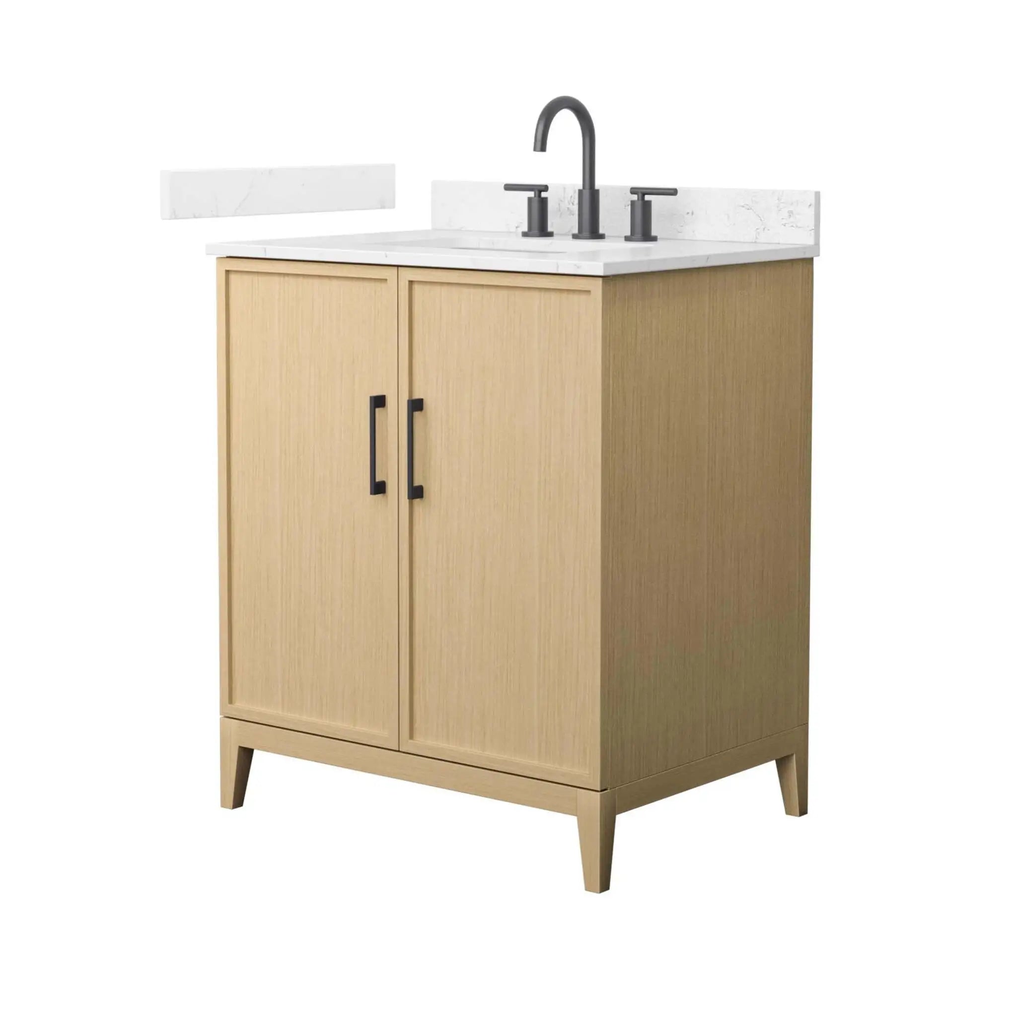 30" Elan Single Bathroom Vanity in White Oak with Matte Black Trim by Wyndham