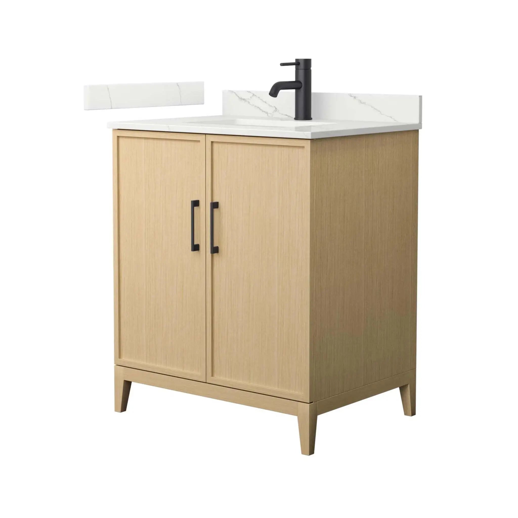 30" Elan Single Bathroom Vanity in White Oak with Matte Black Trim by Wyndham