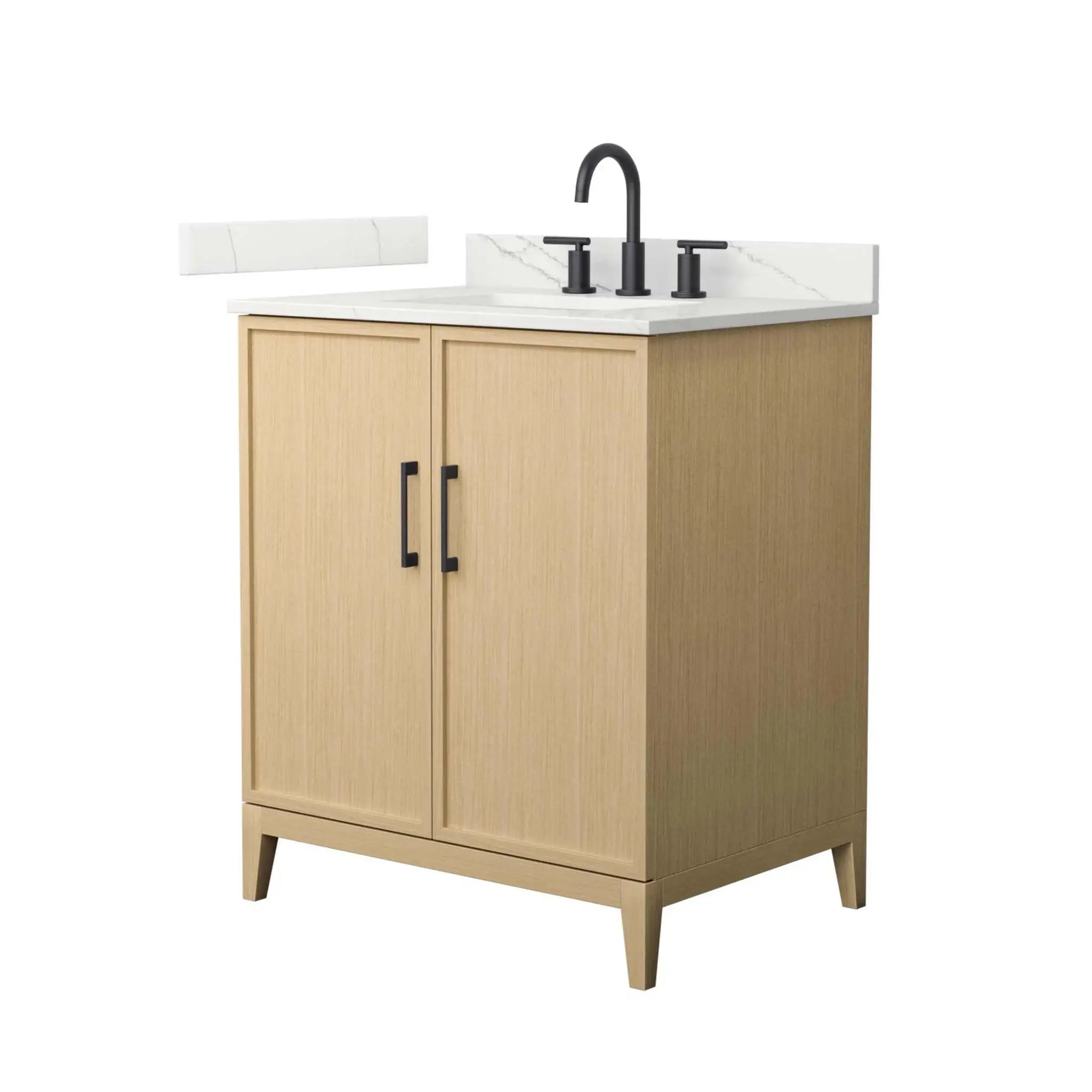 30" Elan Single Bathroom Vanity in White Oak with Matte Black Trim by Wyndham