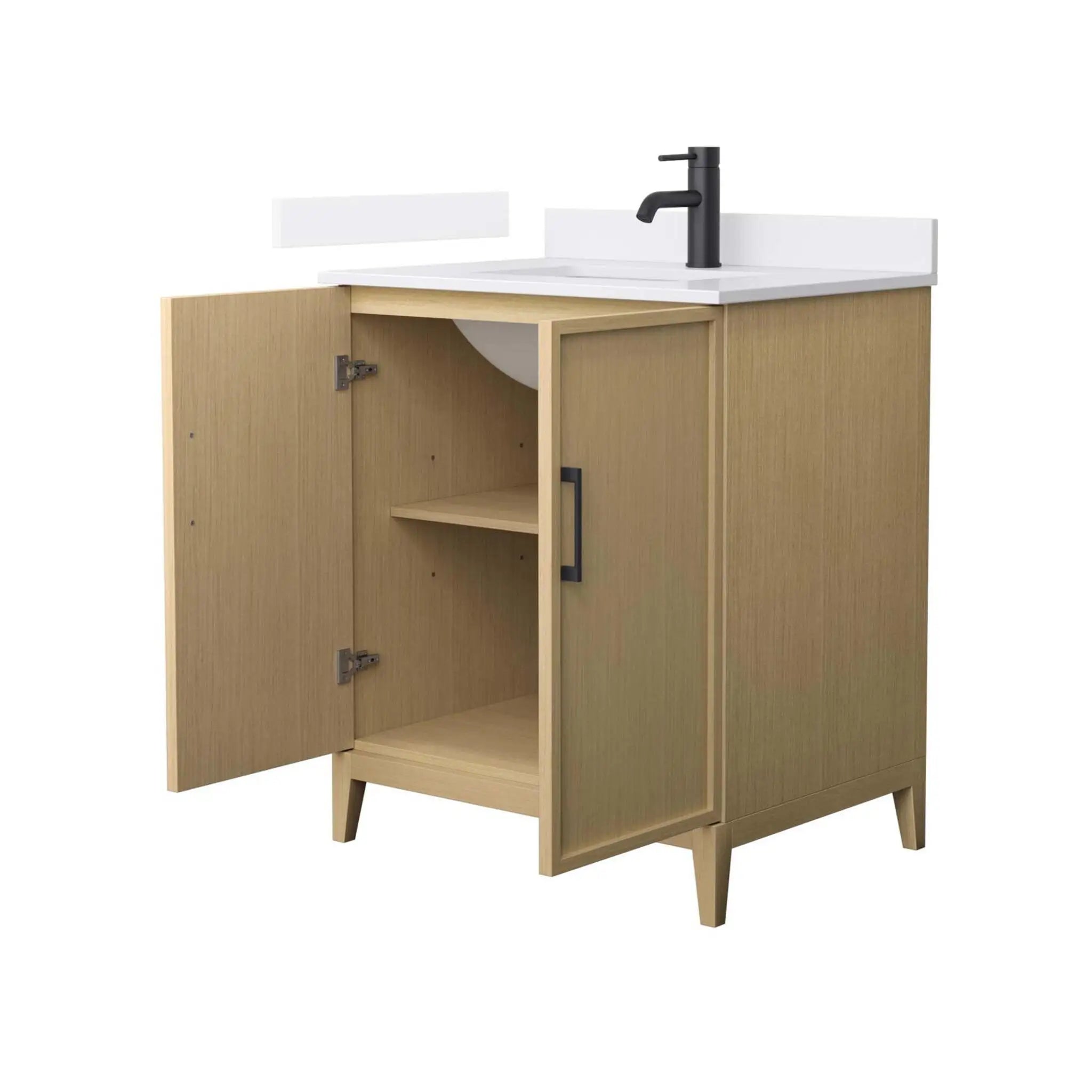 30" Elan Single Bathroom Vanity in White Oak with Matte Black Trim by Wyndham