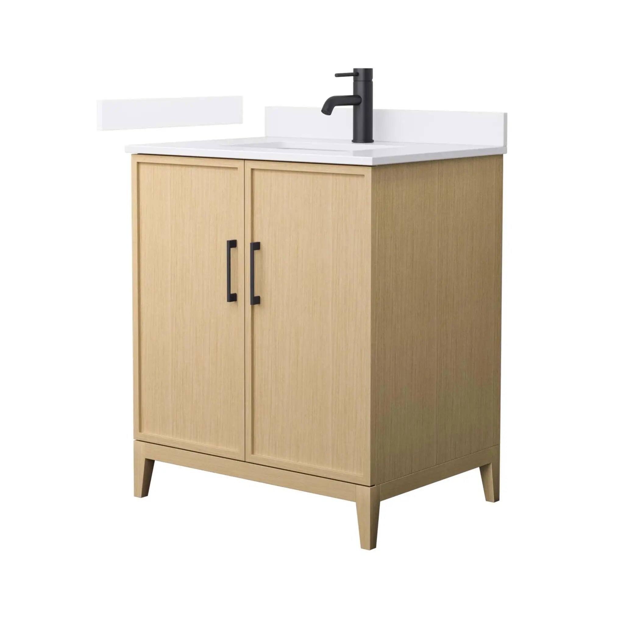 30" Elan Single Bathroom Vanity in White Oak with Matte Black Trim by Wyndham