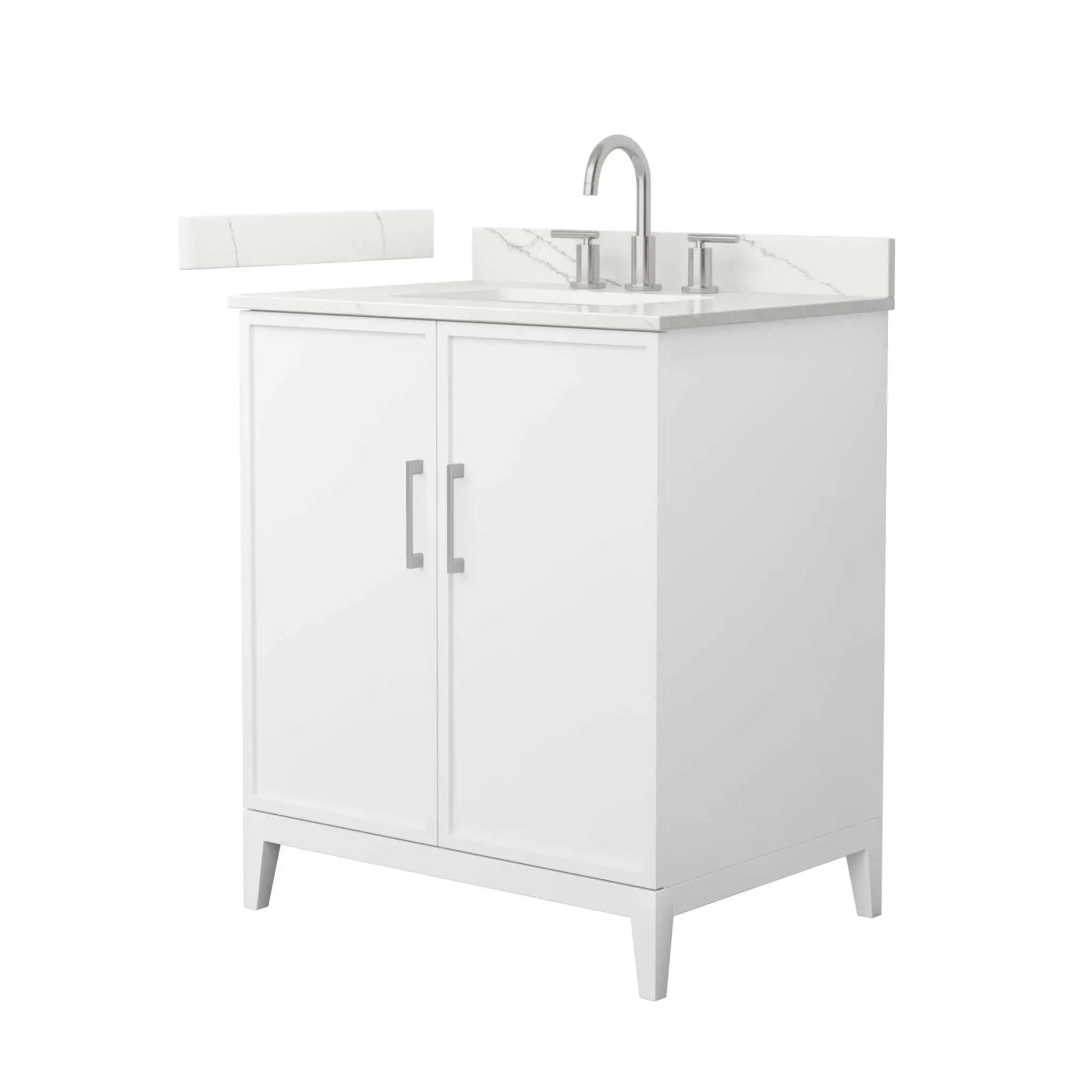 30" Elan Single Bathroom Vanity in White with Brushed Nickel Trim by Wyndham
