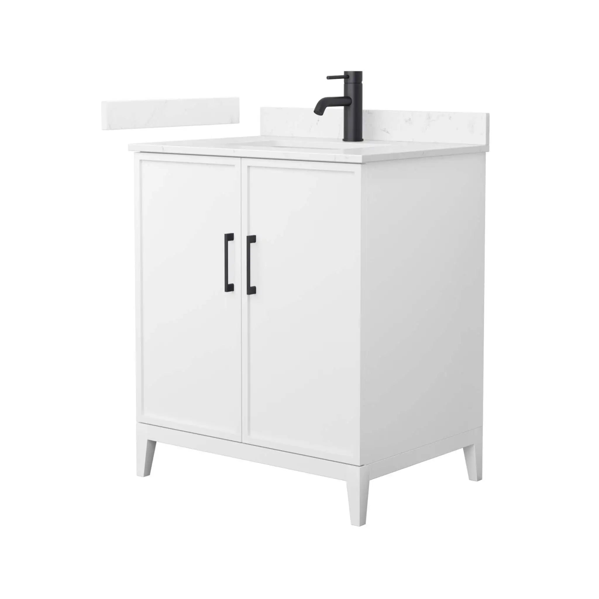 30" Elan Single Bathroom Vanity in White with Matte Black Trim by Wyndham