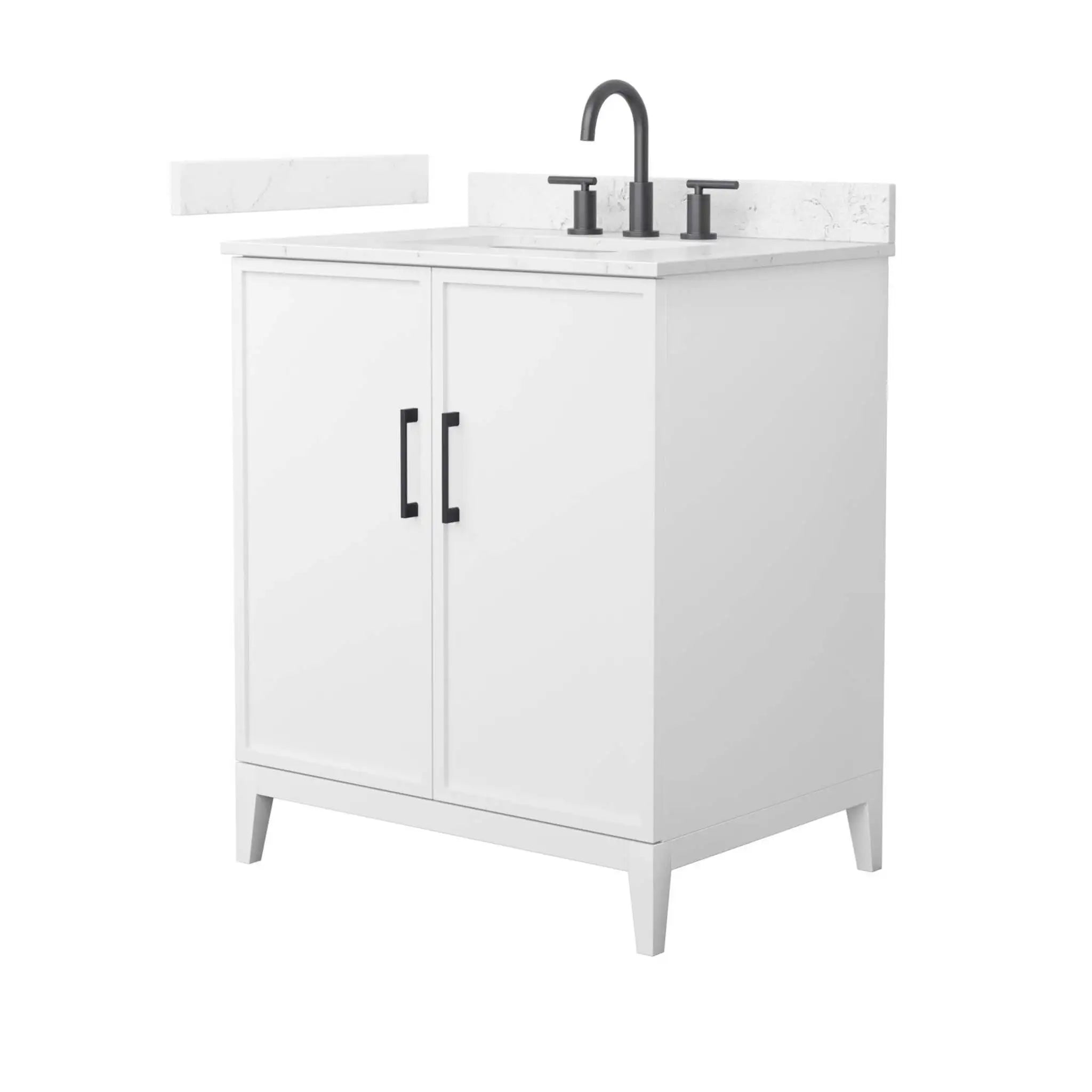 30" Elan Single Bathroom Vanity in White with Matte Black Trim by Wyndham