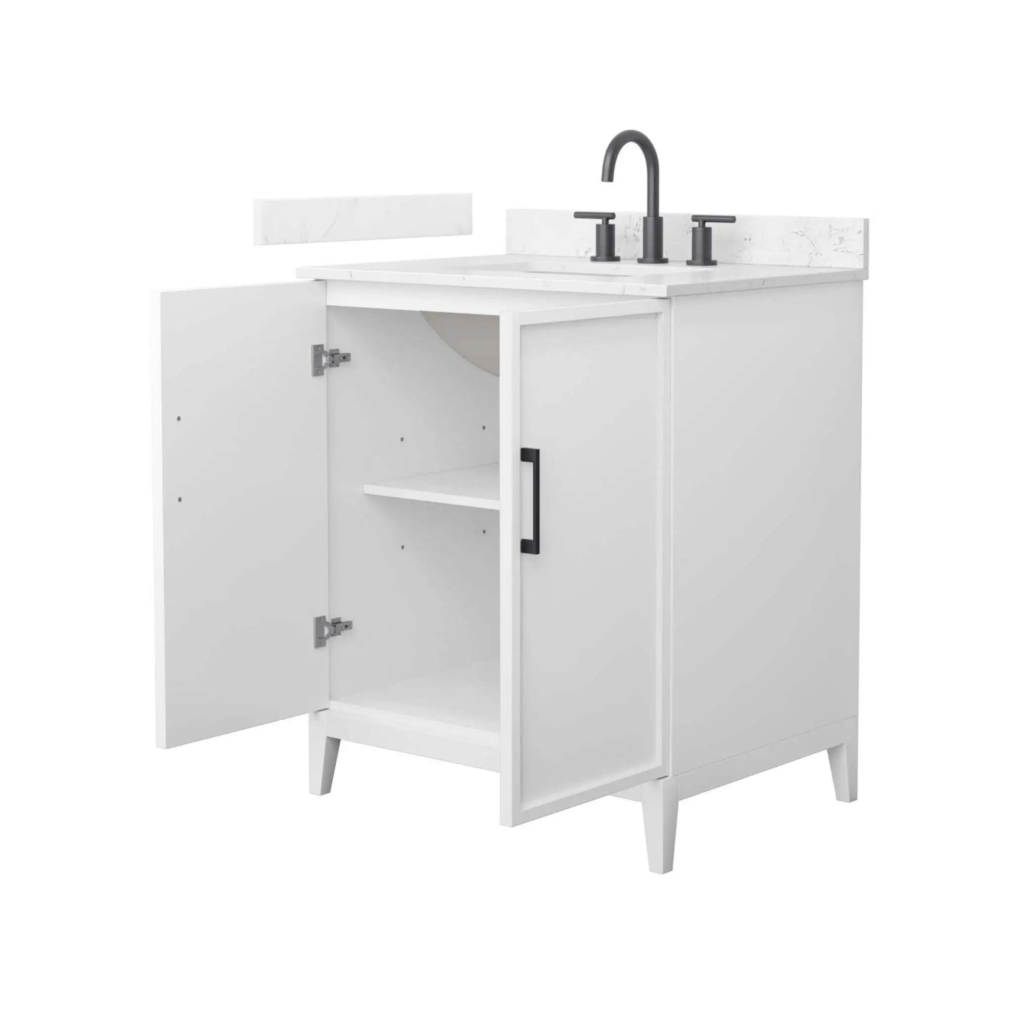 30" Elan Single Bathroom Vanity in White with Matte Black Trim by Wyndham