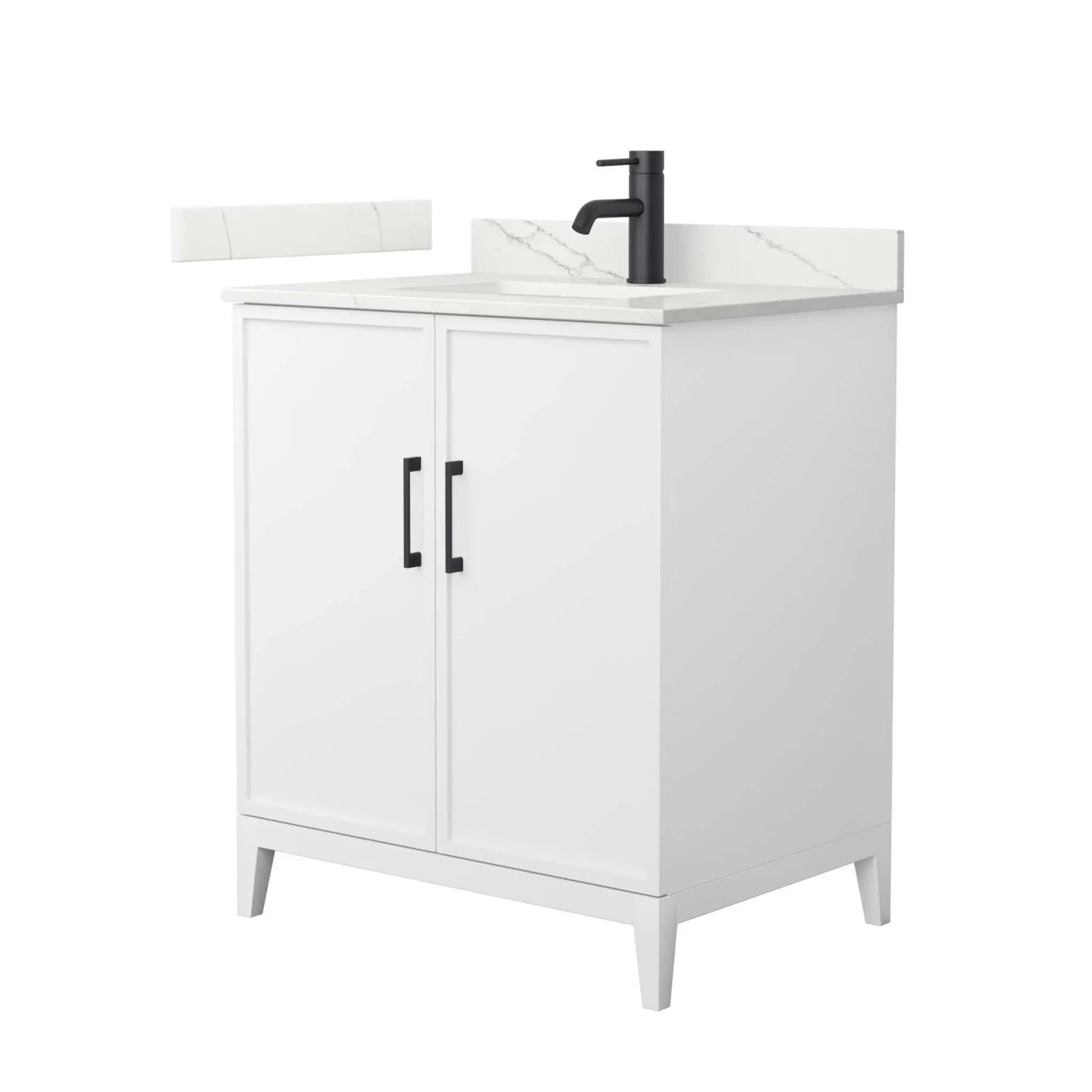30" Elan Single Bathroom Vanity in White with Matte Black Trim by Wyndham