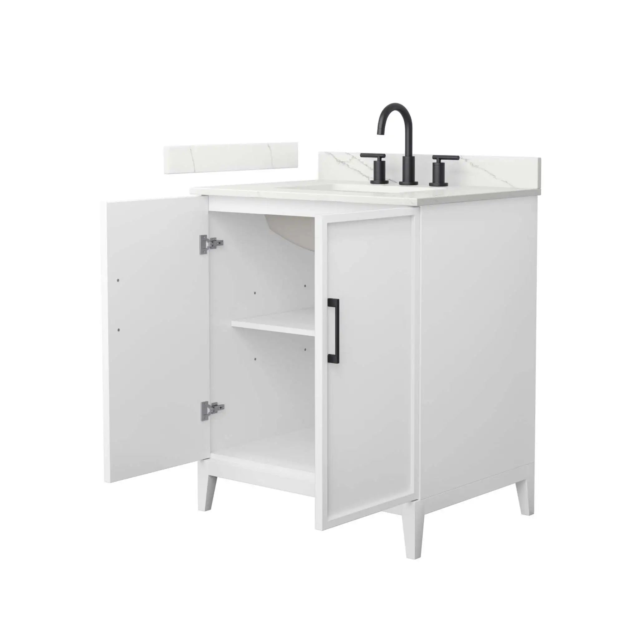 30" Elan Single Bathroom Vanity in White with Matte Black Trim by Wyndham