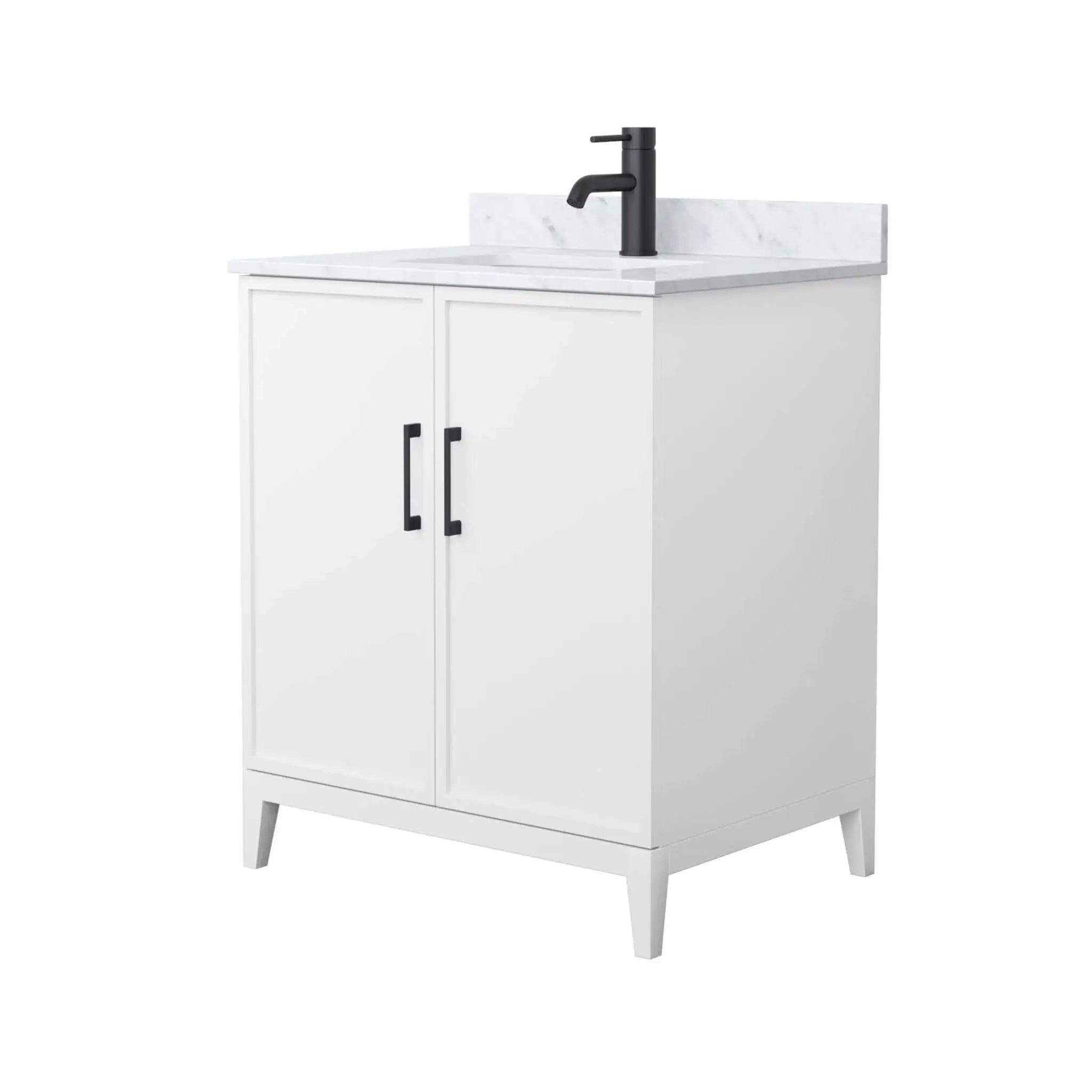 30" Elan Single Bathroom Vanity in White with Matte Black Trim by Wyndham