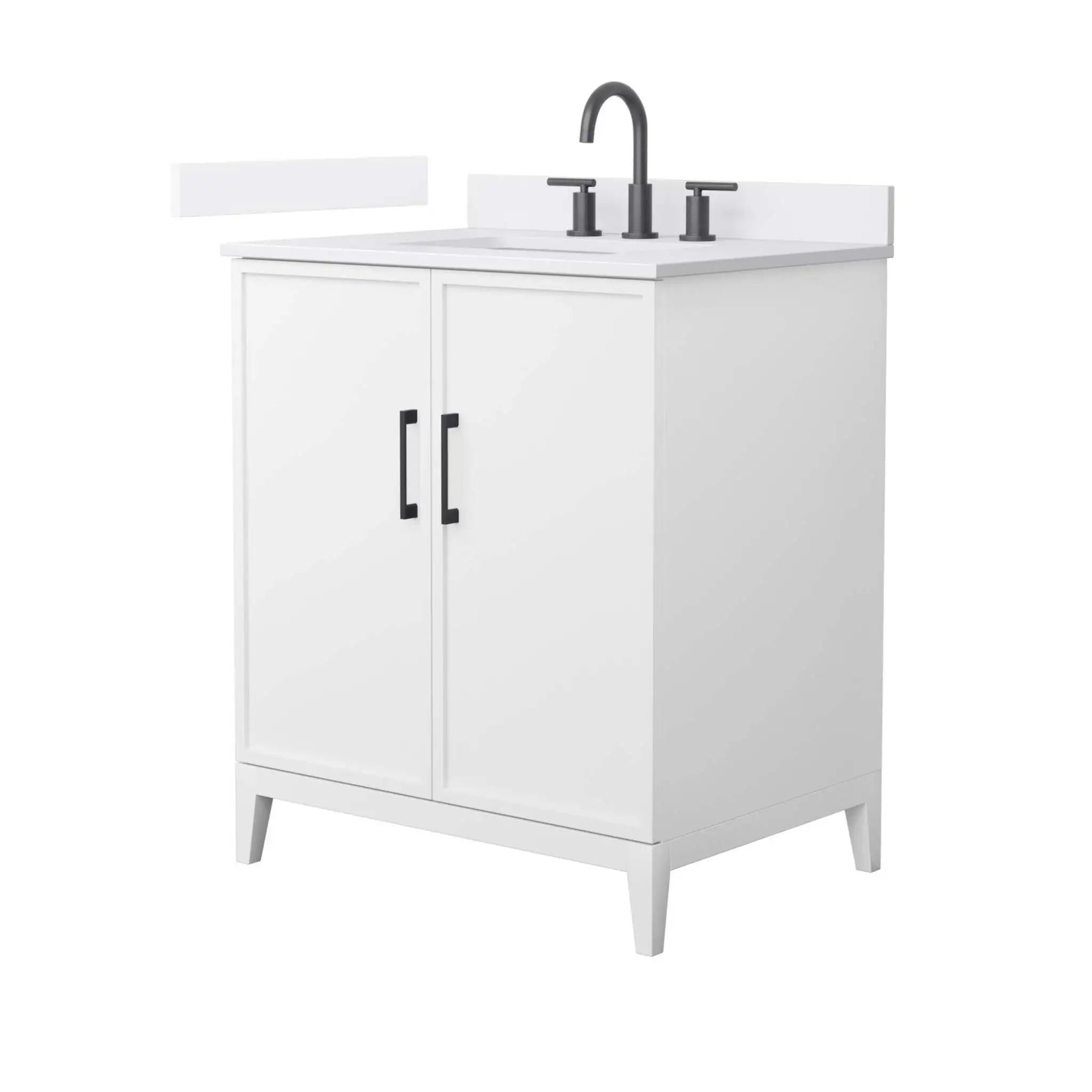30" Elan Single Bathroom Vanity in White with Matte Black Trim by Wyndham