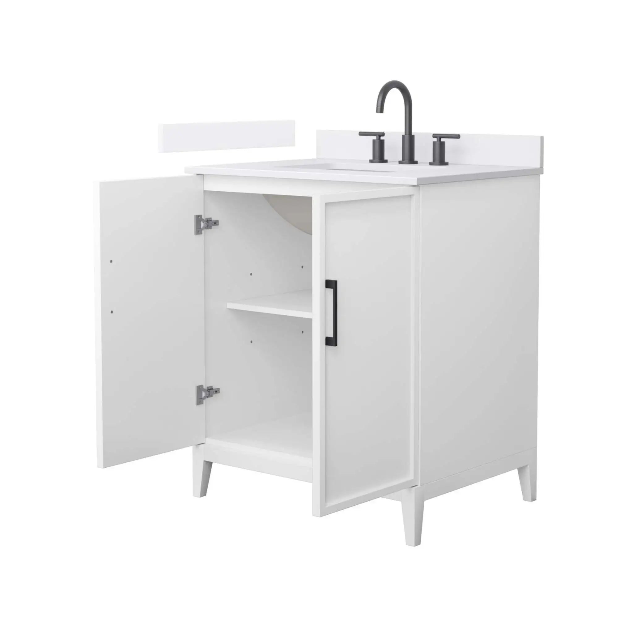 30" Elan Single Bathroom Vanity in White with Matte Black Trim by Wyndham