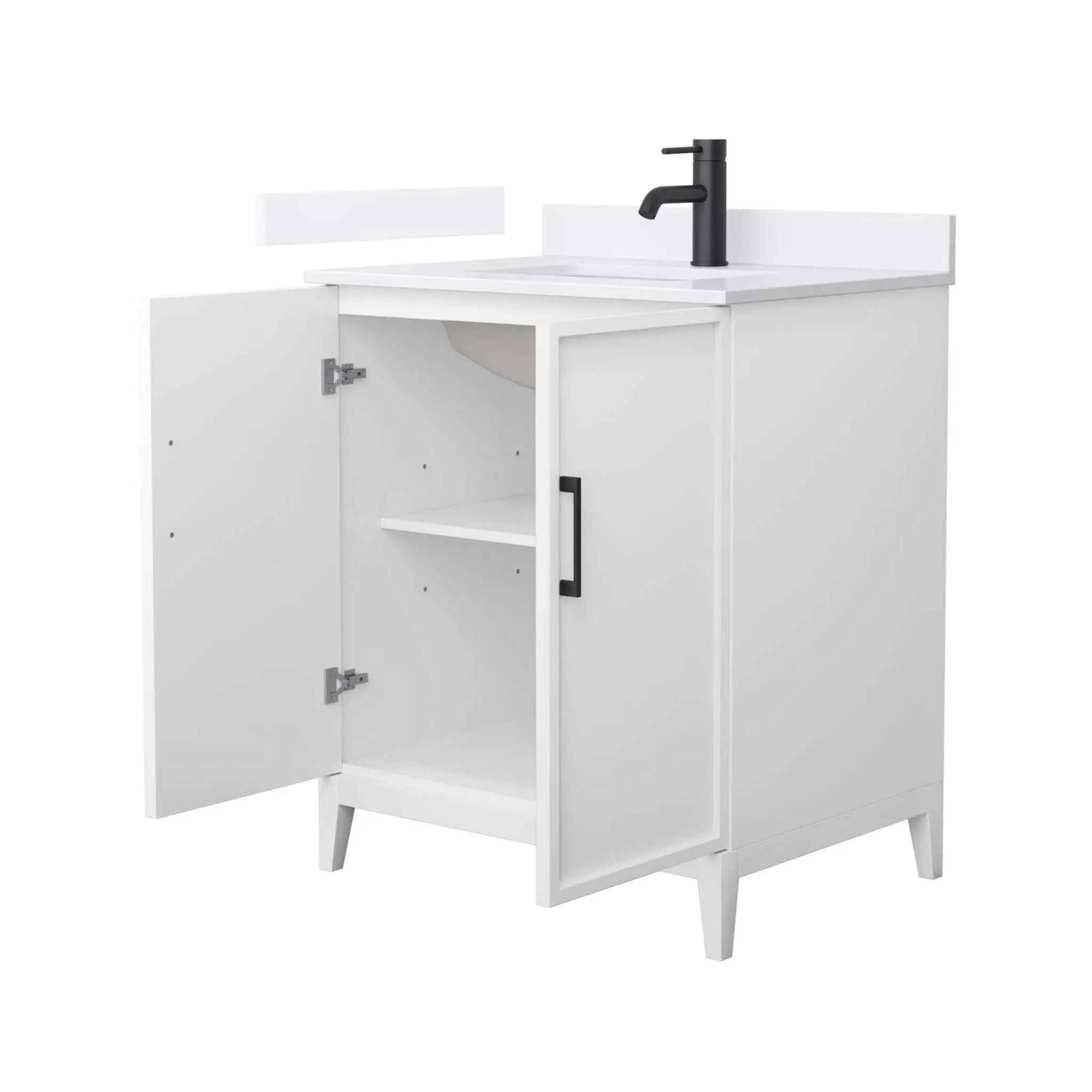 30" Elan Single Bathroom Vanity in White with Matte Black Trim by Wyndham