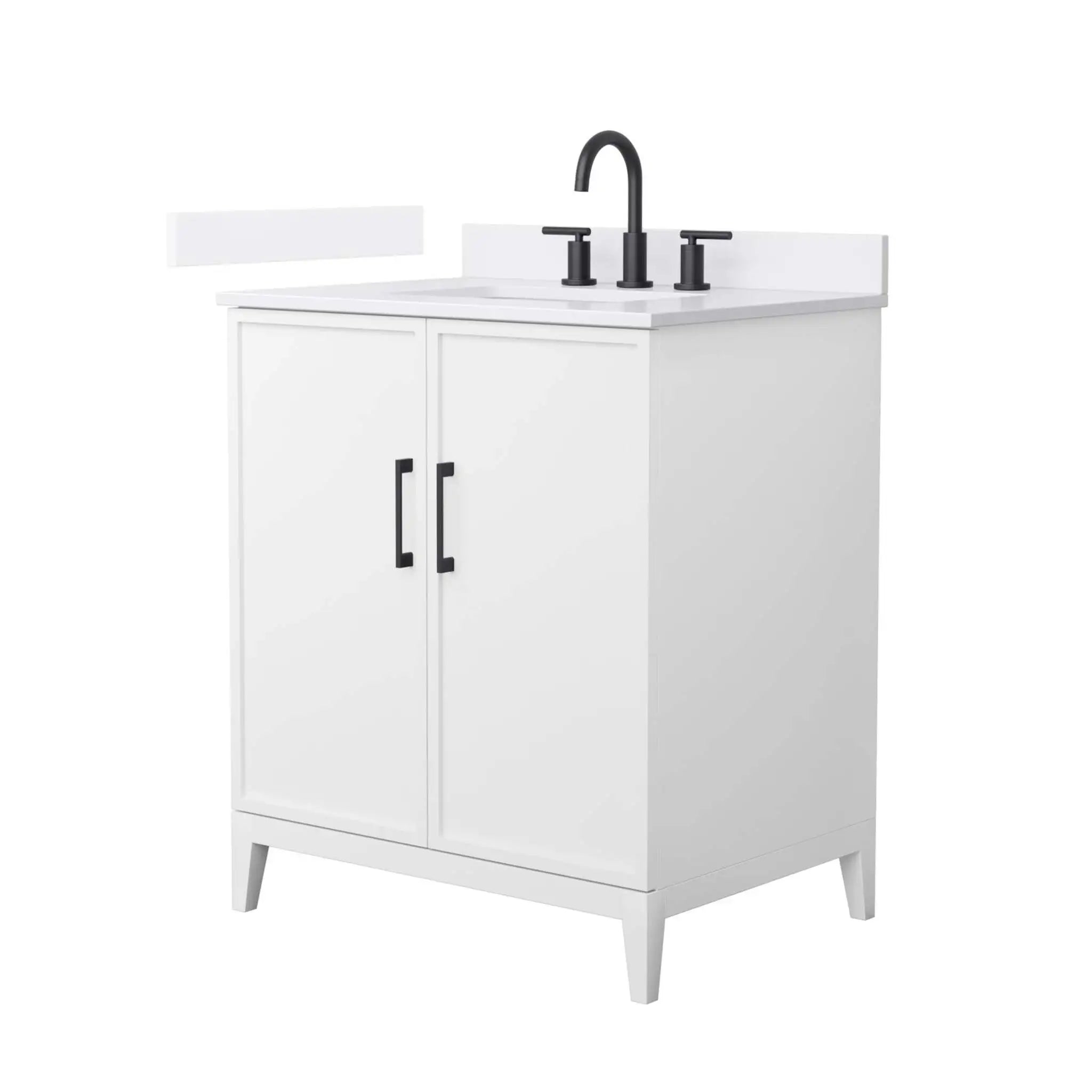 30" Elan Single Bathroom Vanity in White with Matte Black Trim by Wyndham