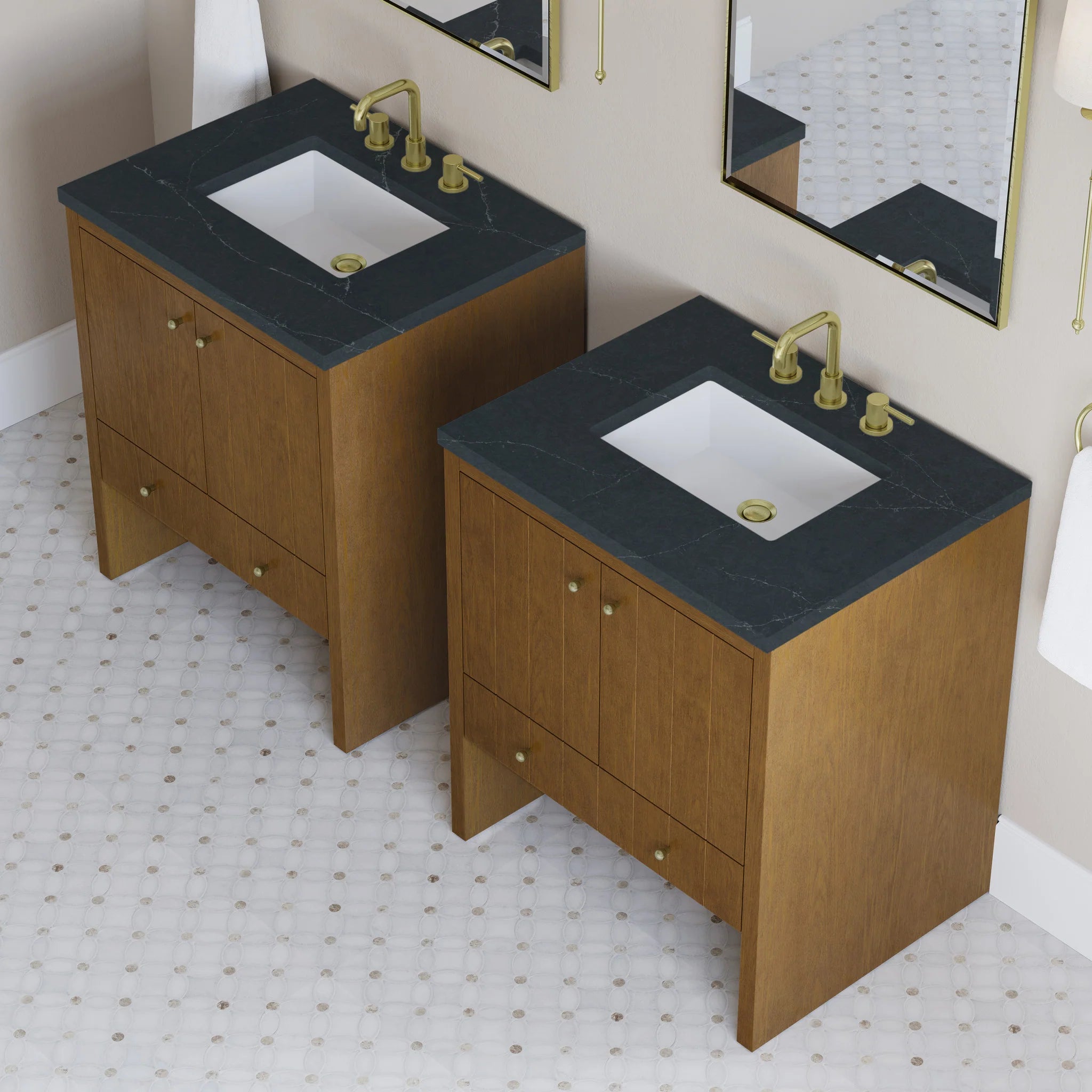 30" Hudson Single Vanity in Honey Oak by James Martin Vanities-Charcoal Soapstone Silestone 6