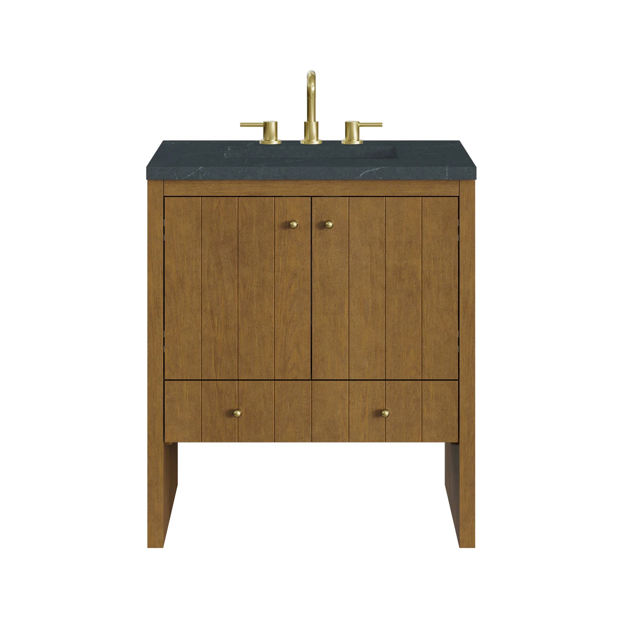 30" Hudson Single Vanity in Honey Oak by James Martin Vanities-Charcoal Soapstone Silestone 