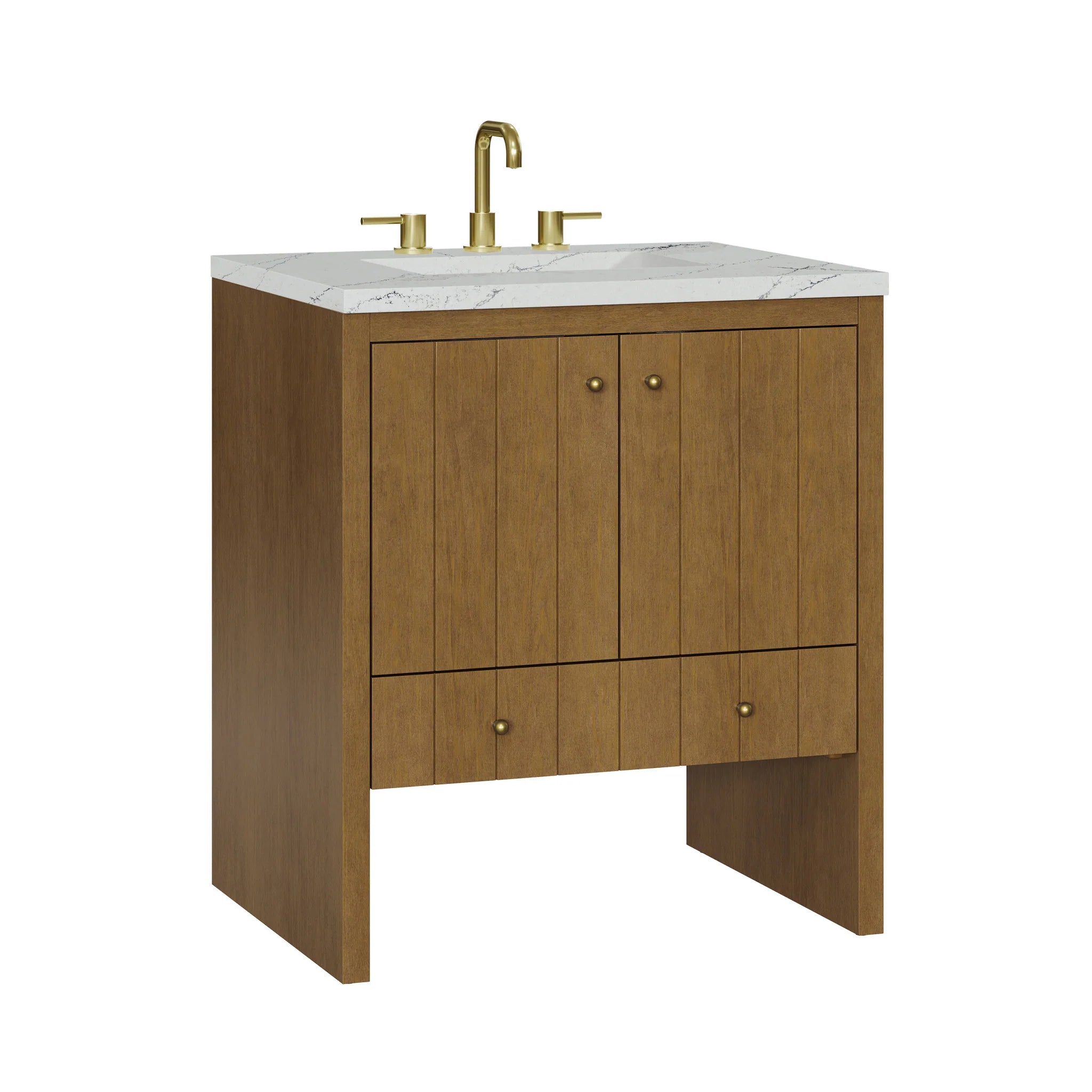 30" Hudson Single Vanity in Honey Oak by James Martin Vanities-Ethereal Noctis Silestone 10