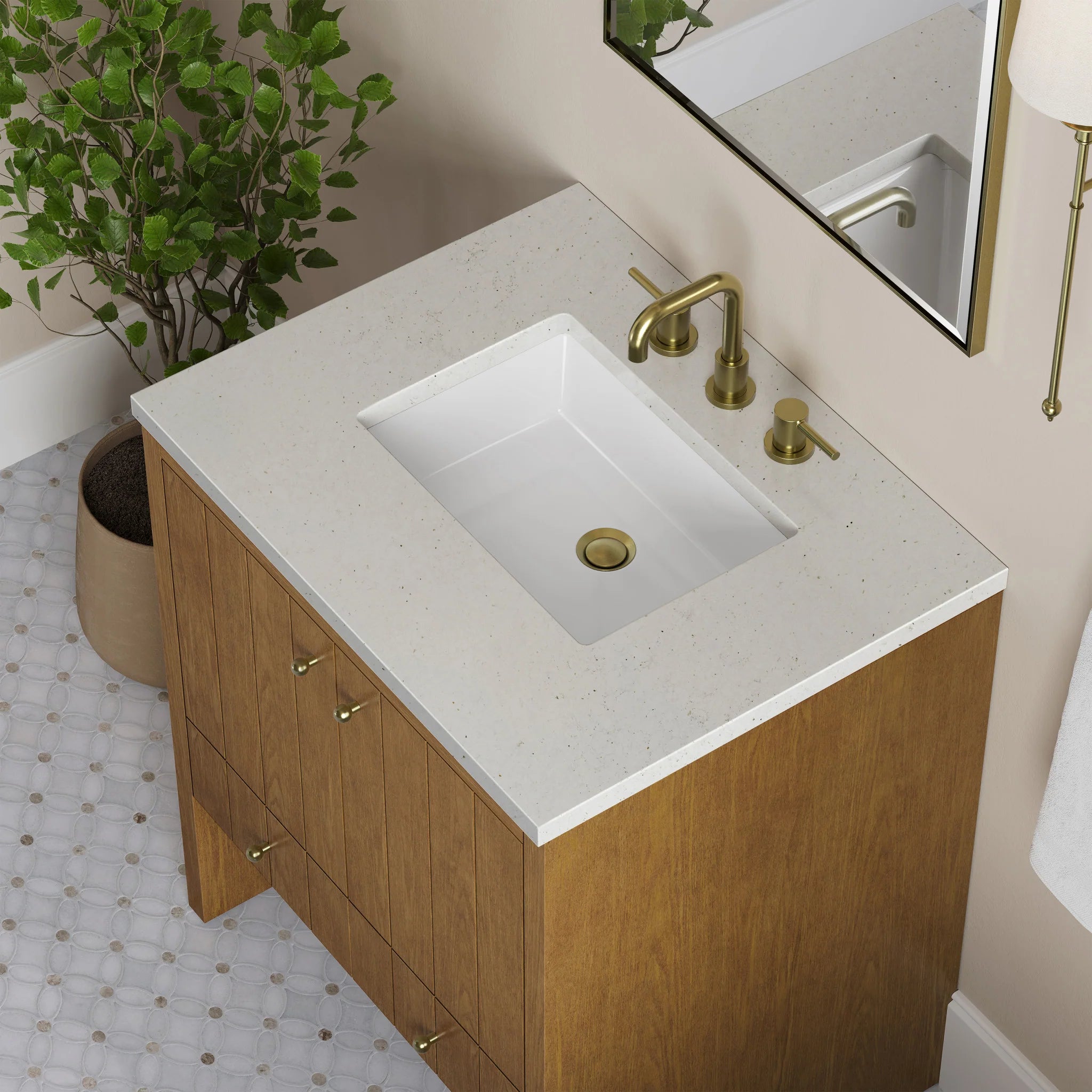 30" Hudson Single Vanity in Honey Oak by James Martin Vanities-Lime Delight Silestone 6
