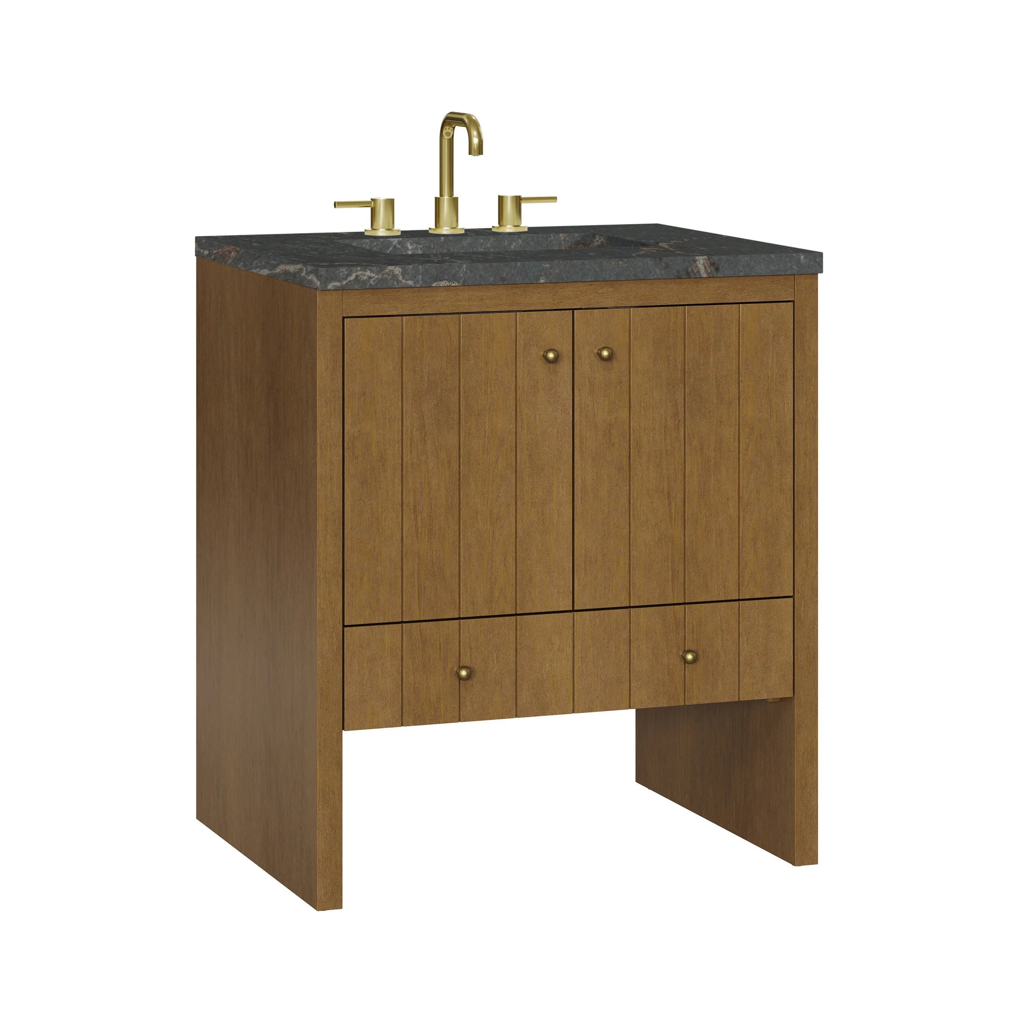 30" Hudson Single Vanity in Honey Oak by James Martin Vanities-Parisien Bleu Silestone 10