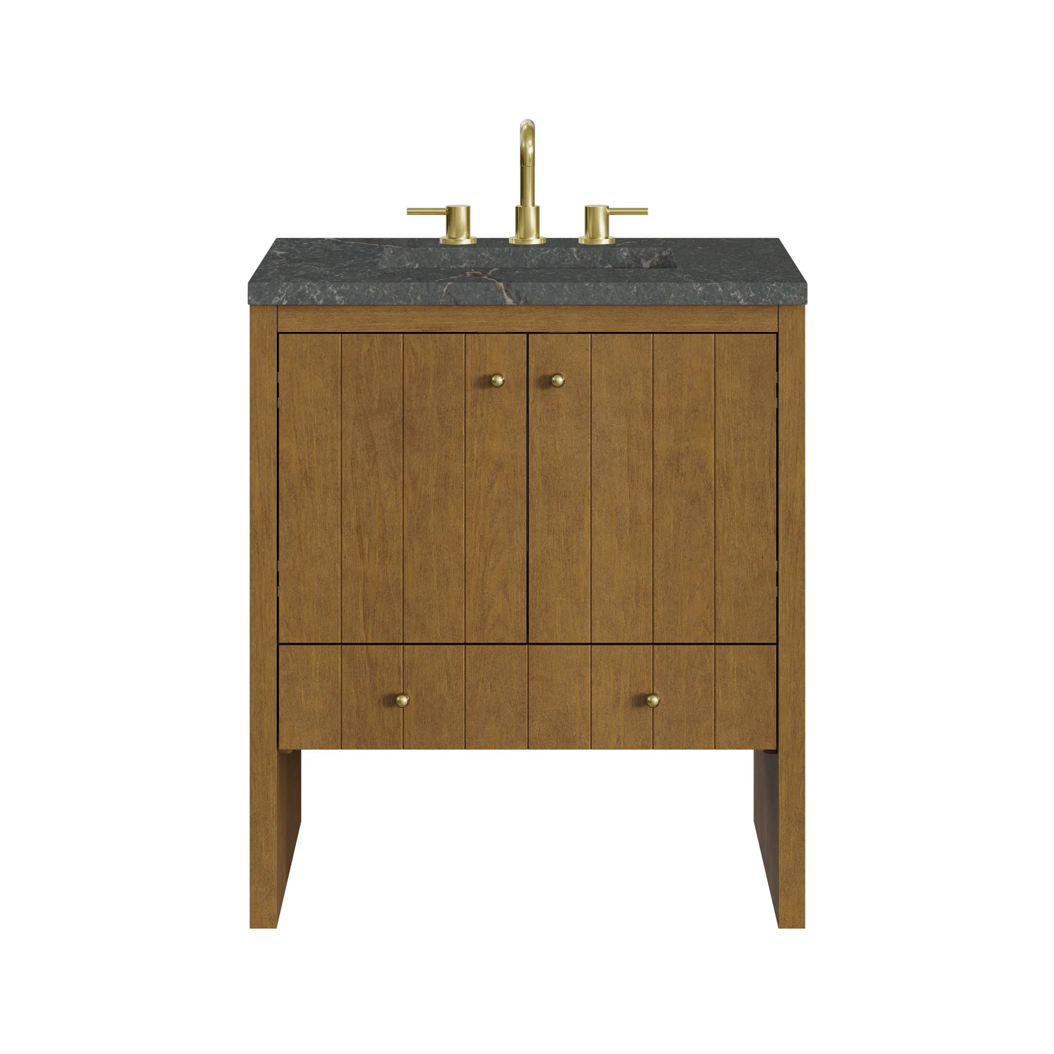 30" Hudson Single Vanity in Honey Oak by James Martin Vanities-Parisien Bleu Silestone 