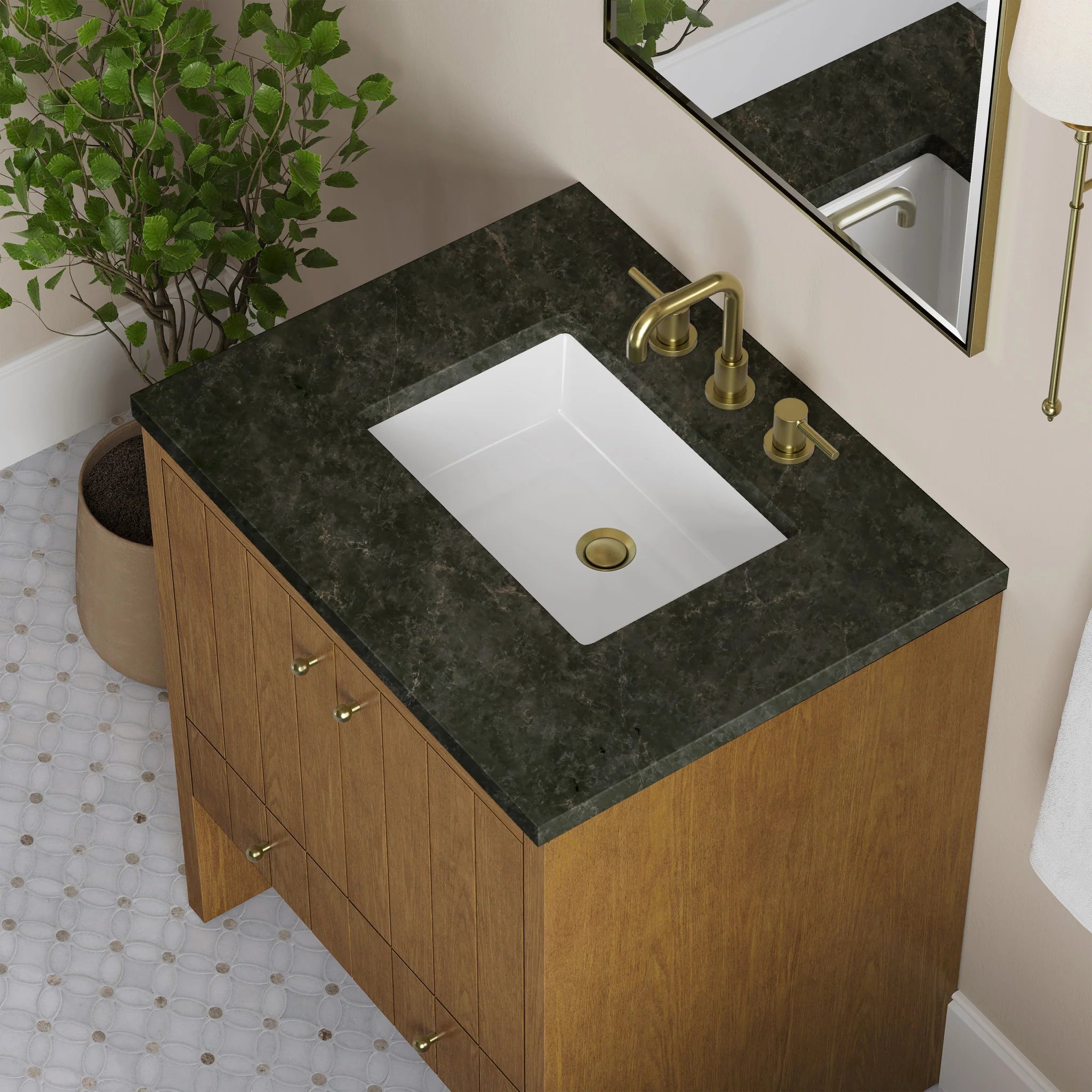 30" Hudson Single Vanity in Honey Oak by James Martin Vanities-Phantome Eclos 6