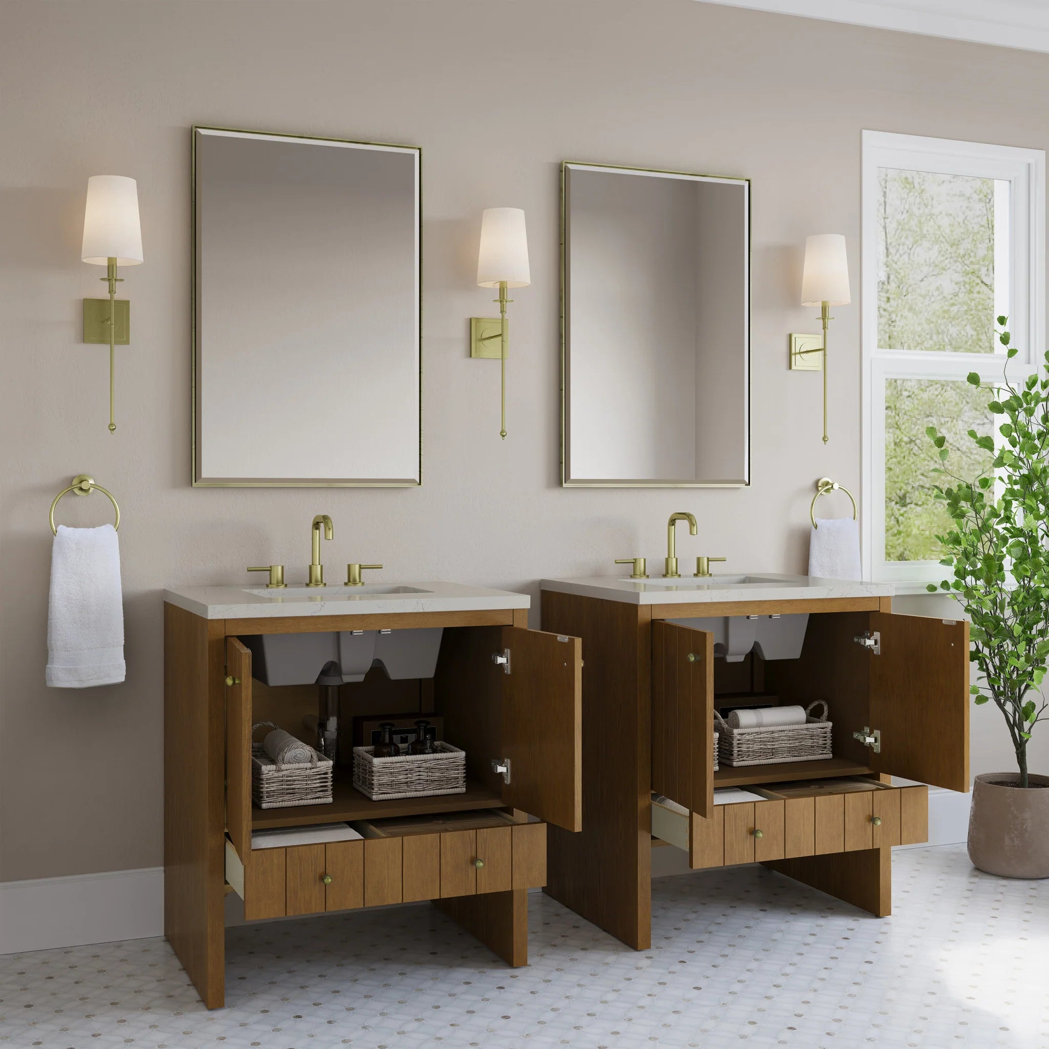 30" Hudson Single Vanity in Honey Oak by James Martin Vanities-Siberian Silestone 3