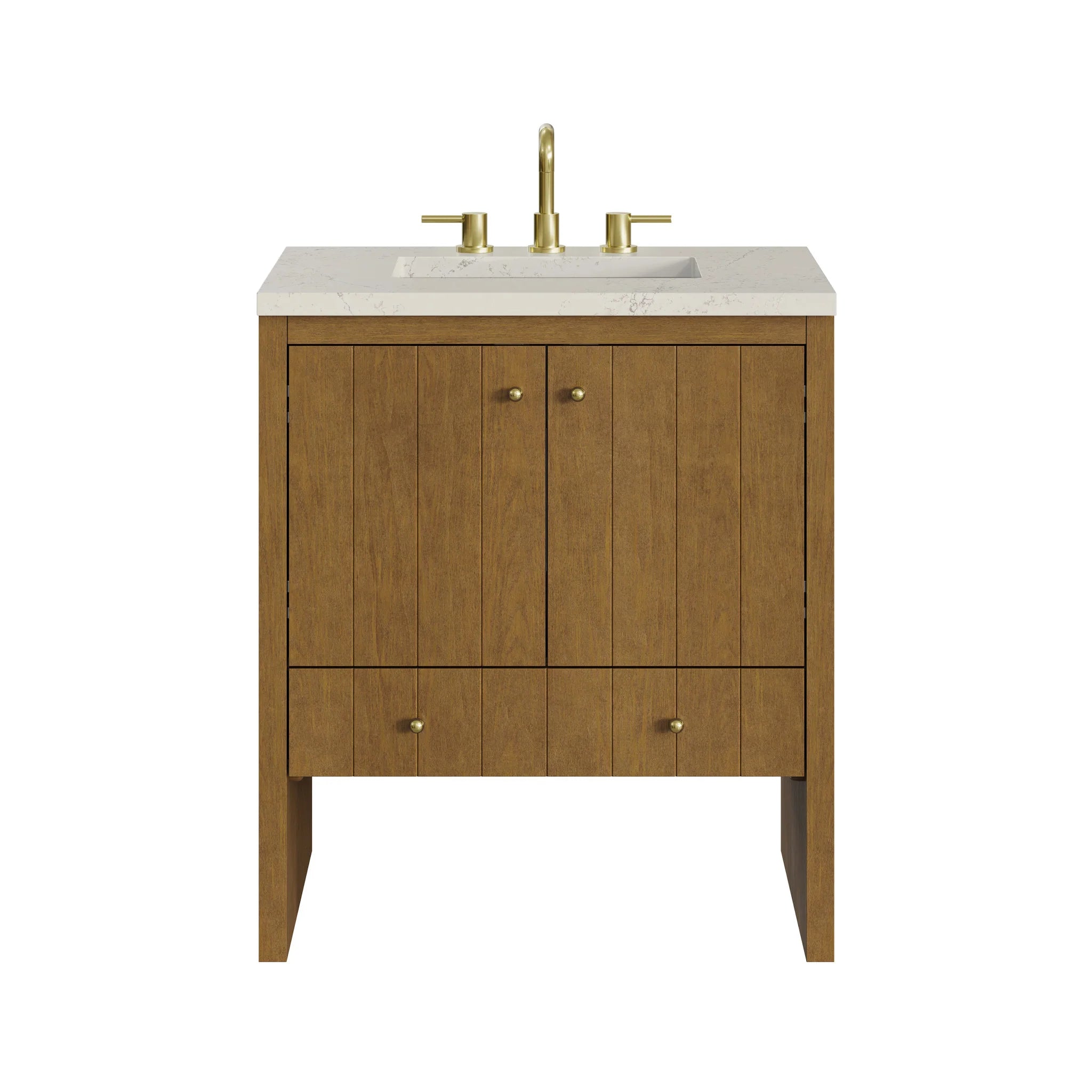 30" Hudson Single Vanity in Honey Oak by James Martin Vanities-Siberian Silestone 