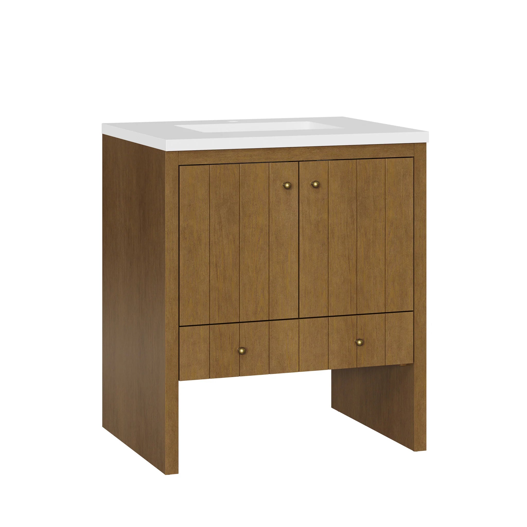 30" Hudson Single Vanity in Honey Oak by James Martin Vanities-White Zeus Silestone 11