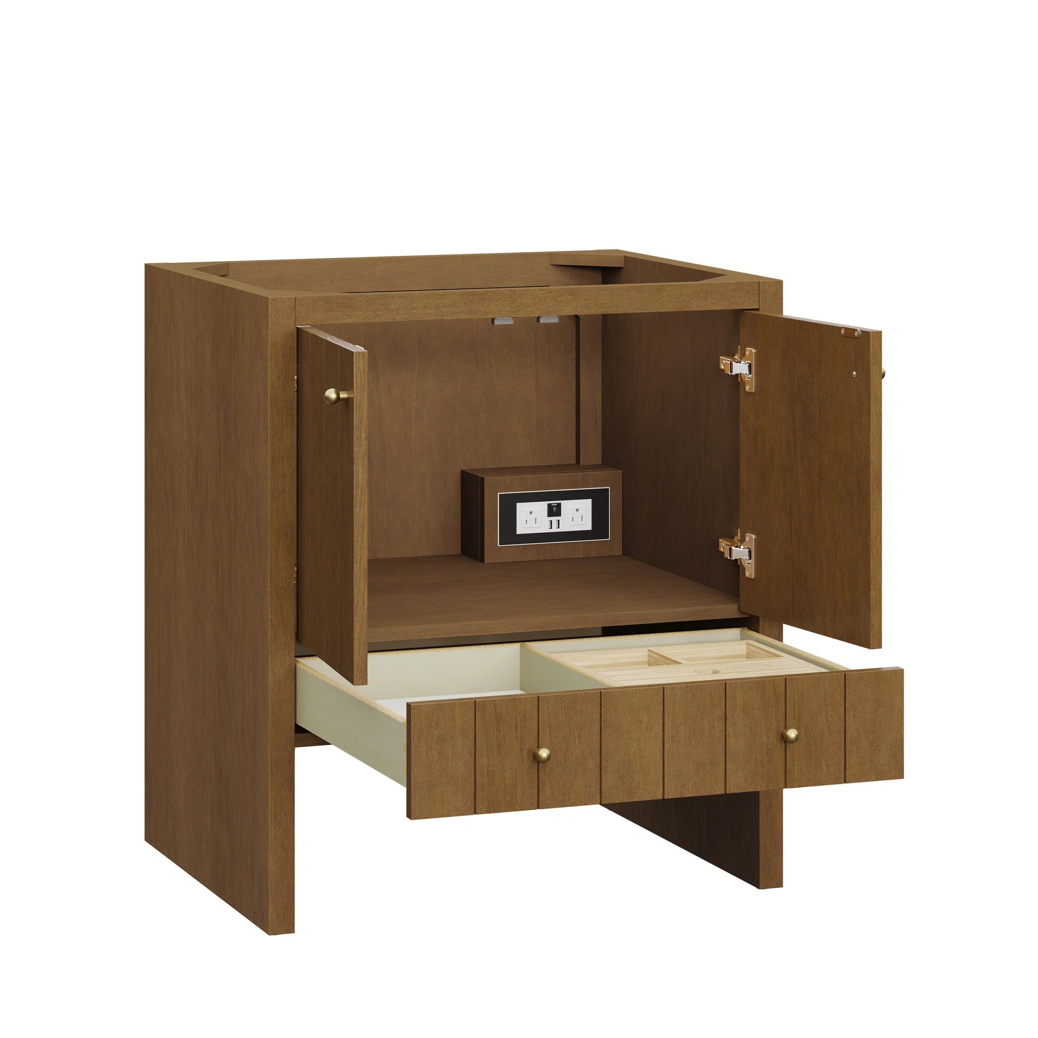30" Hudson Single Vanity in Honey Oak by James Martin Vanities-White Zeus Silestone 8