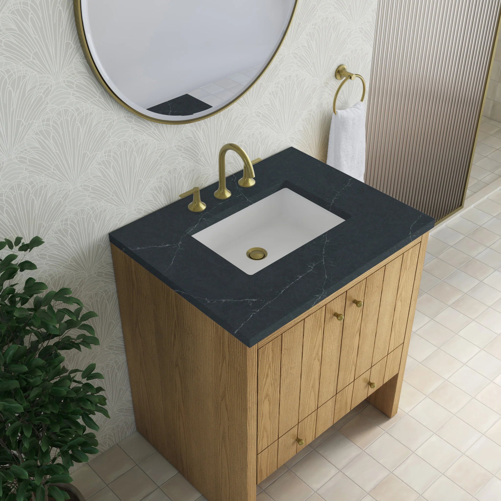 30" Hudson Single Vanity in Light Natural Oak by James Martin Vanities-Charcoal Soapstone Silestone 6