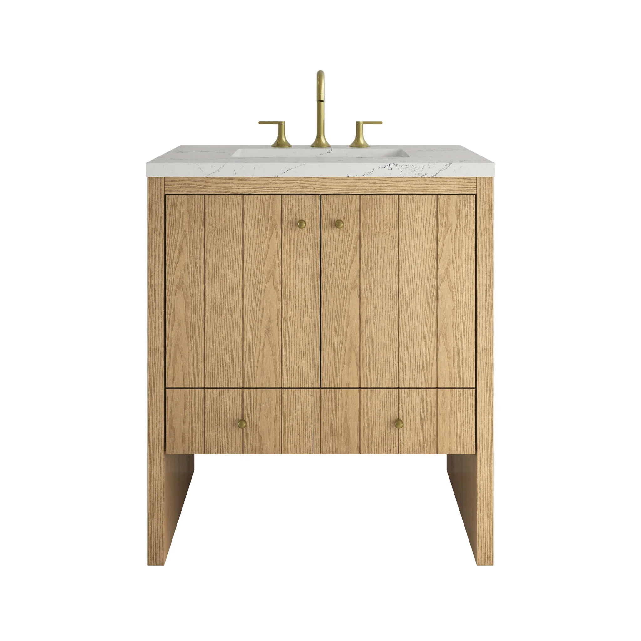 30" Hudson Single Vanity in Light Natural Oak by James Martin Vanities-Ethereal Noctis Silestone 