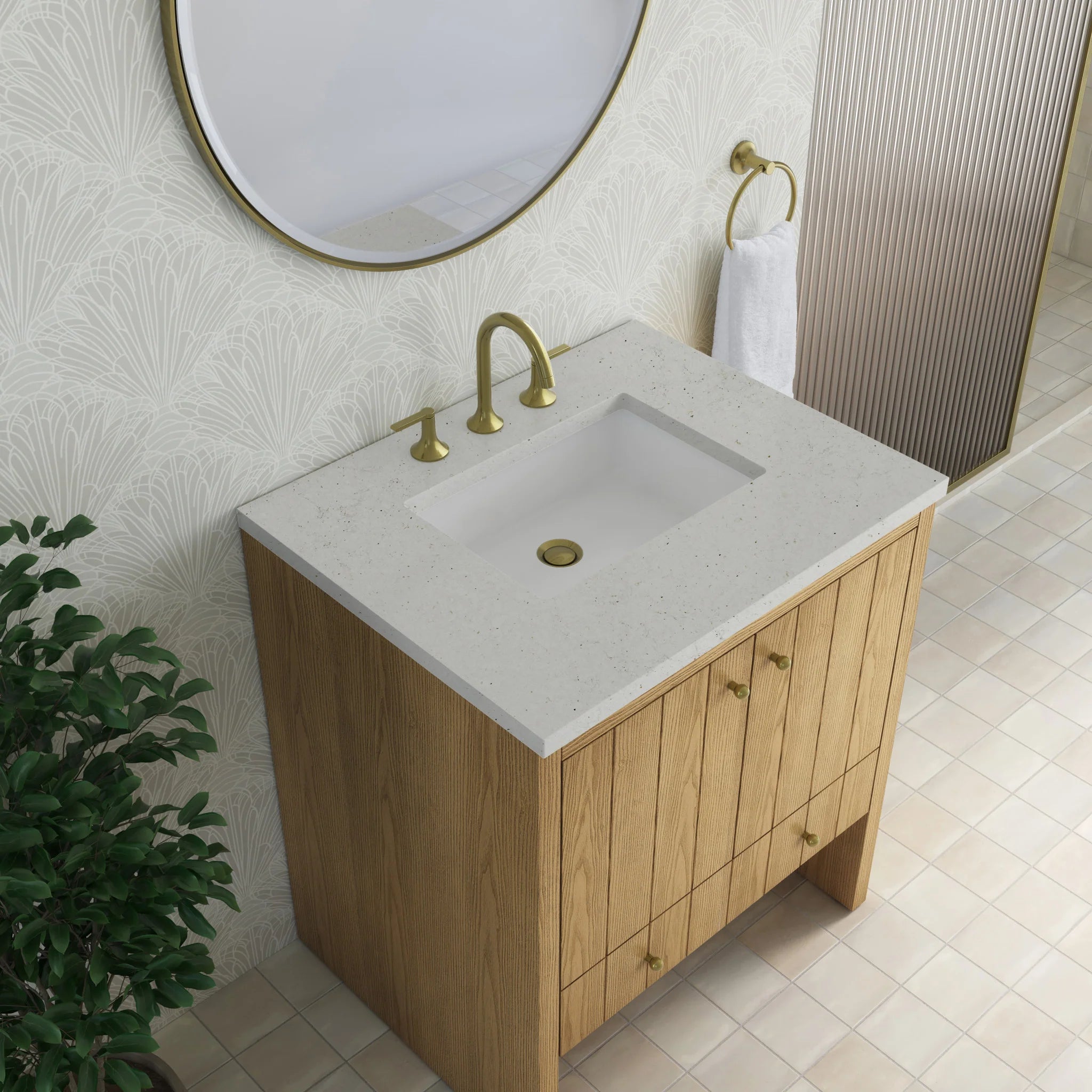 30" Hudson Single Vanity in Light Natural Oak by James Martin Vanities-Lime Delight Silestone 6
