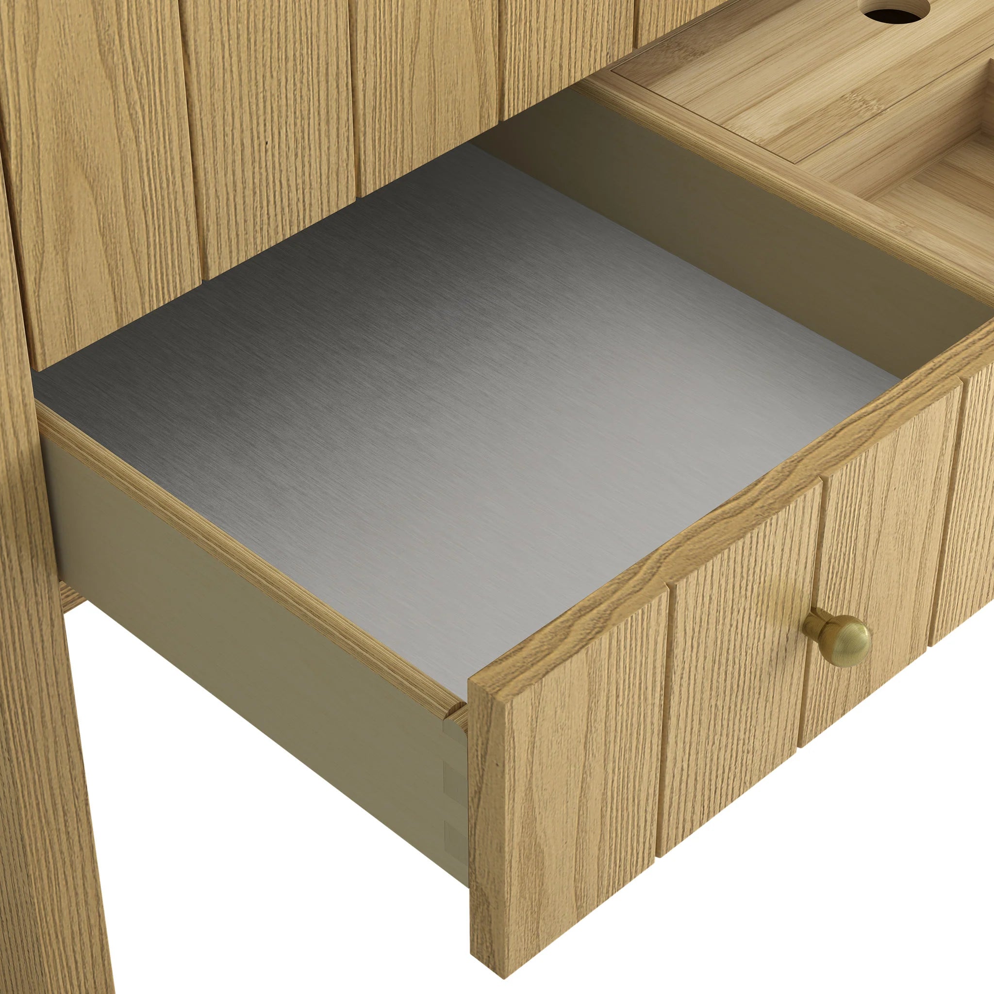30" Hudson Single Vanity in Light Natural Oak by James Martin Vanities-Parisien Bleu Silestone 15