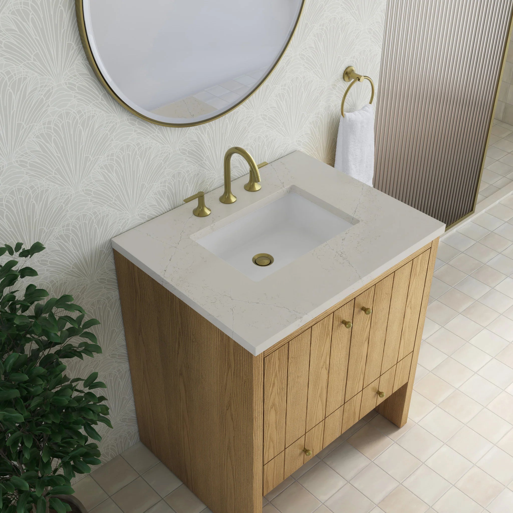 30" Hudson Single Vanity in Light Natural Oak by James Martin Vanities-Siberian Silestone 6