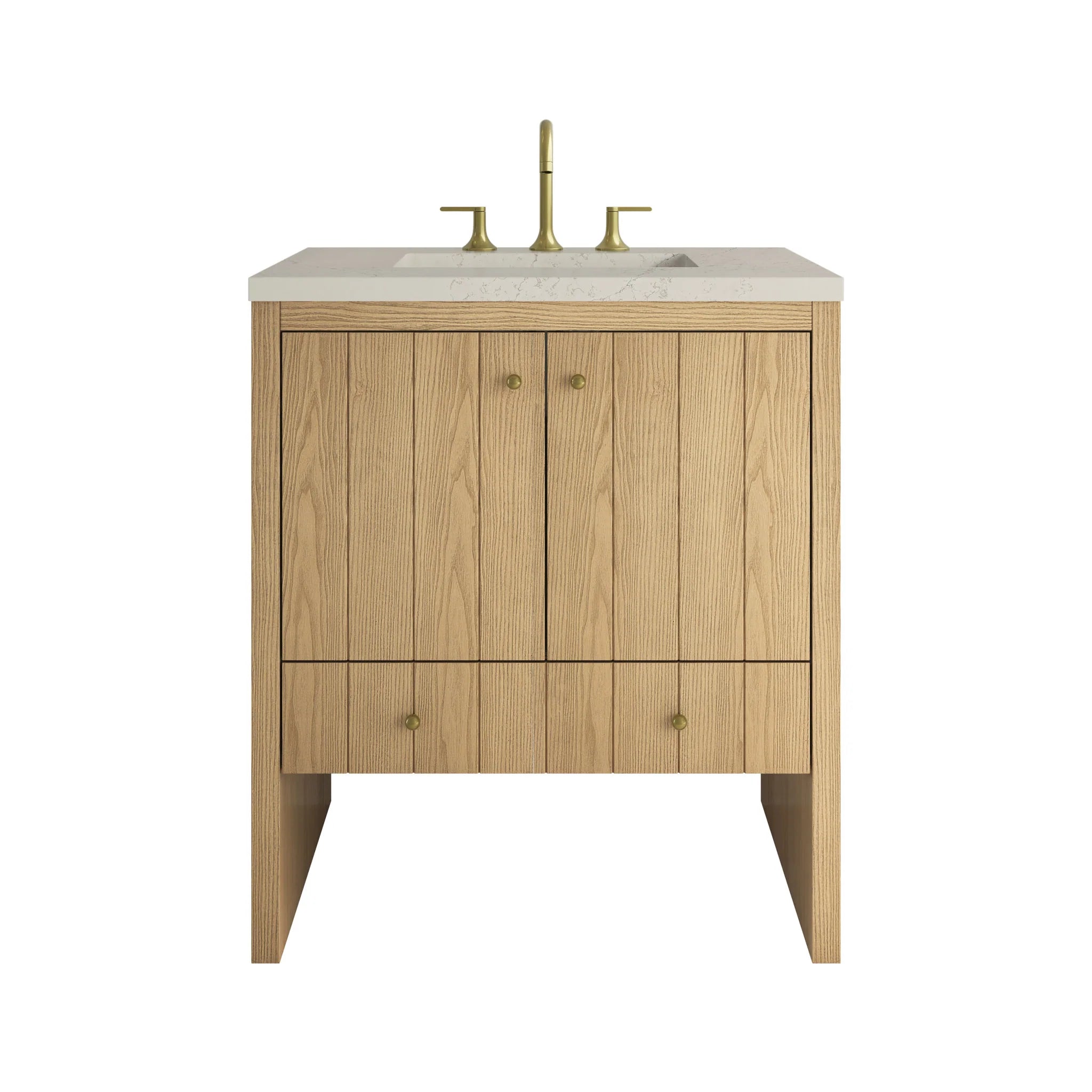 30" Hudson Single Vanity in Light Natural Oak by James Martin Vanities-Siberian Silestone 