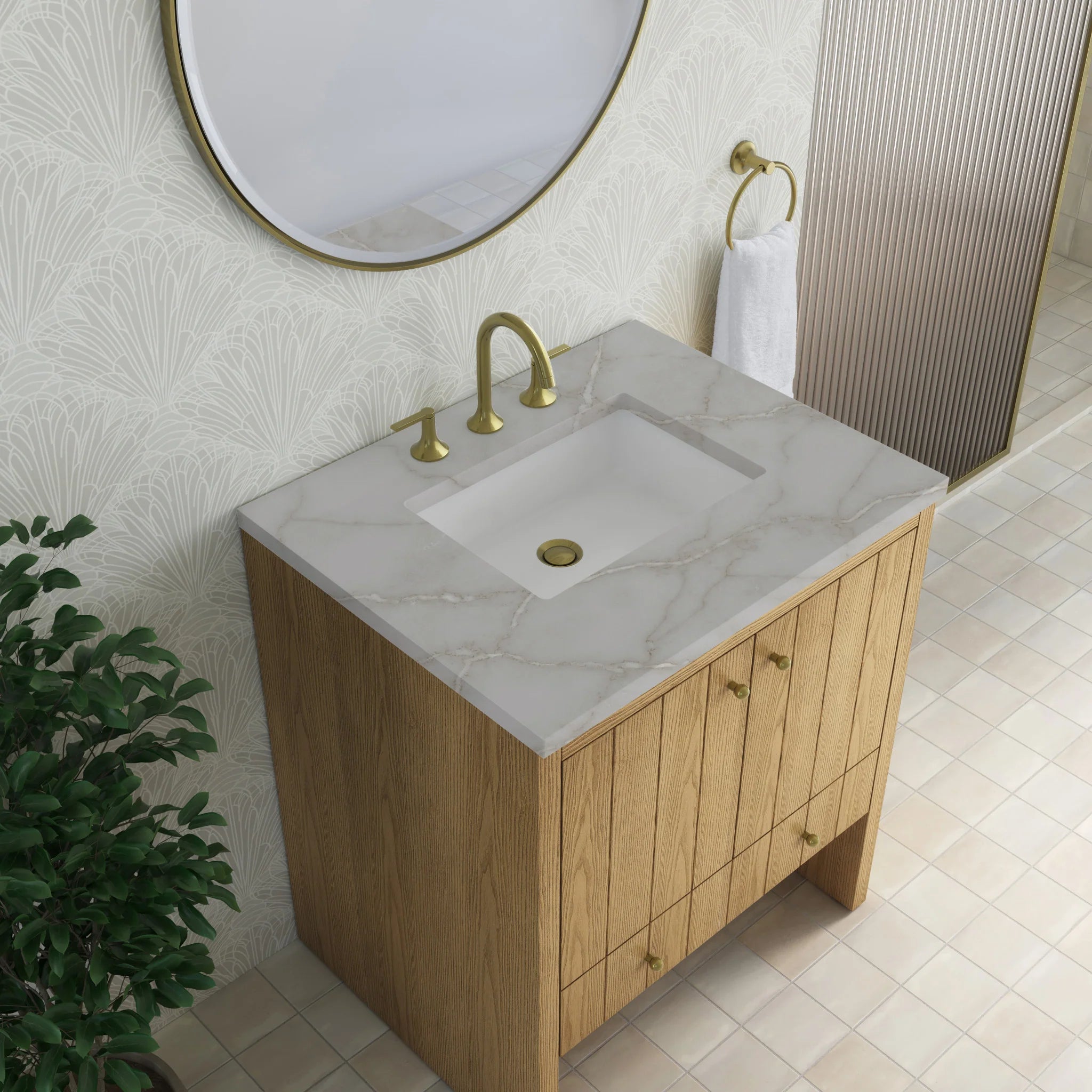 30" Hudson Single Vanity in Light Natural Oak by James Martin Vanities-Victorian Silver Silestone 6