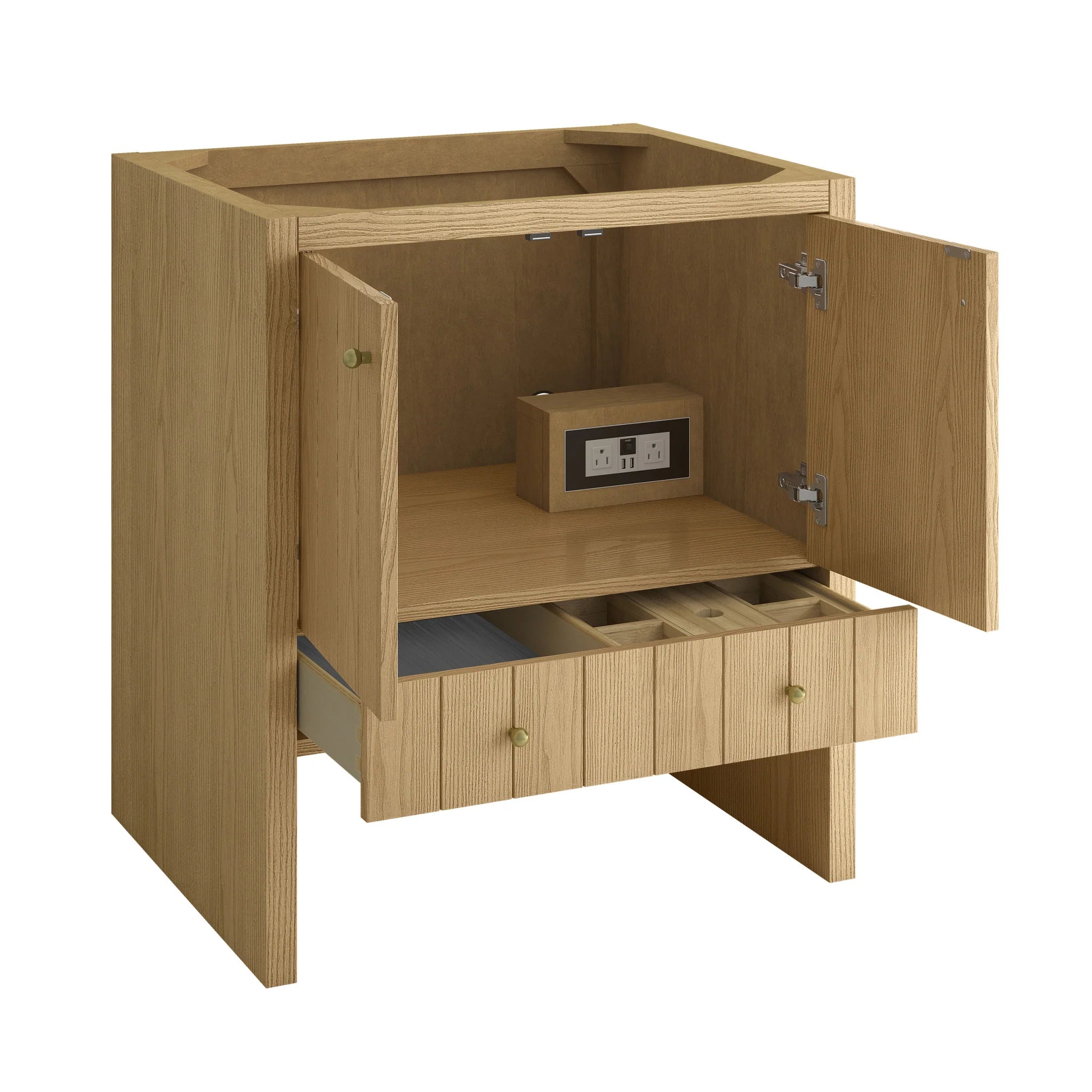 30" Hudson Single Vanity in Light Natural Oak by James Martin Vanities-White Zeus Silestone & Backsplash 8