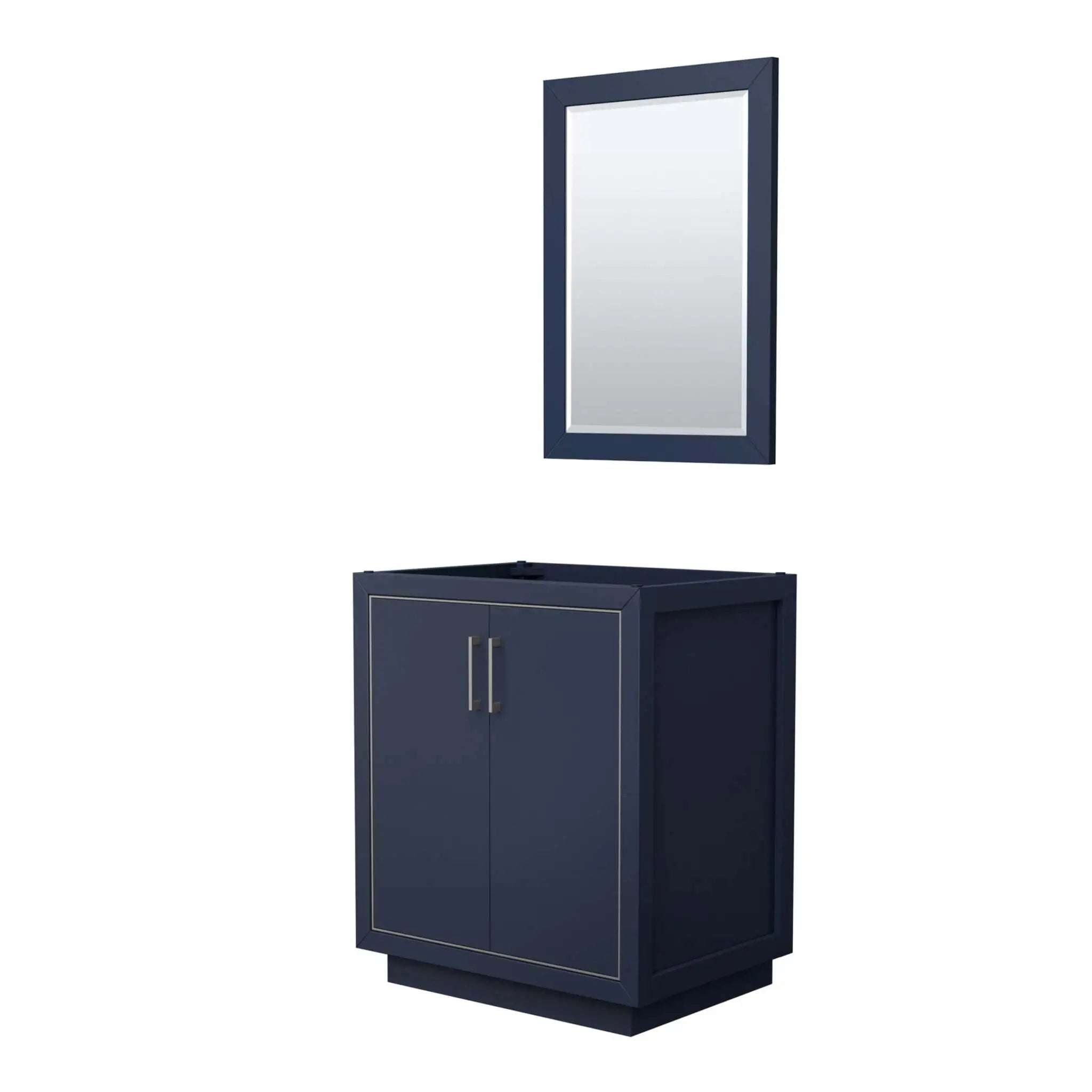 30" Icon Single Bathroom Vanity in Dark Blue with Brushed Nickel Trim & 24" Mirror by Wyndham