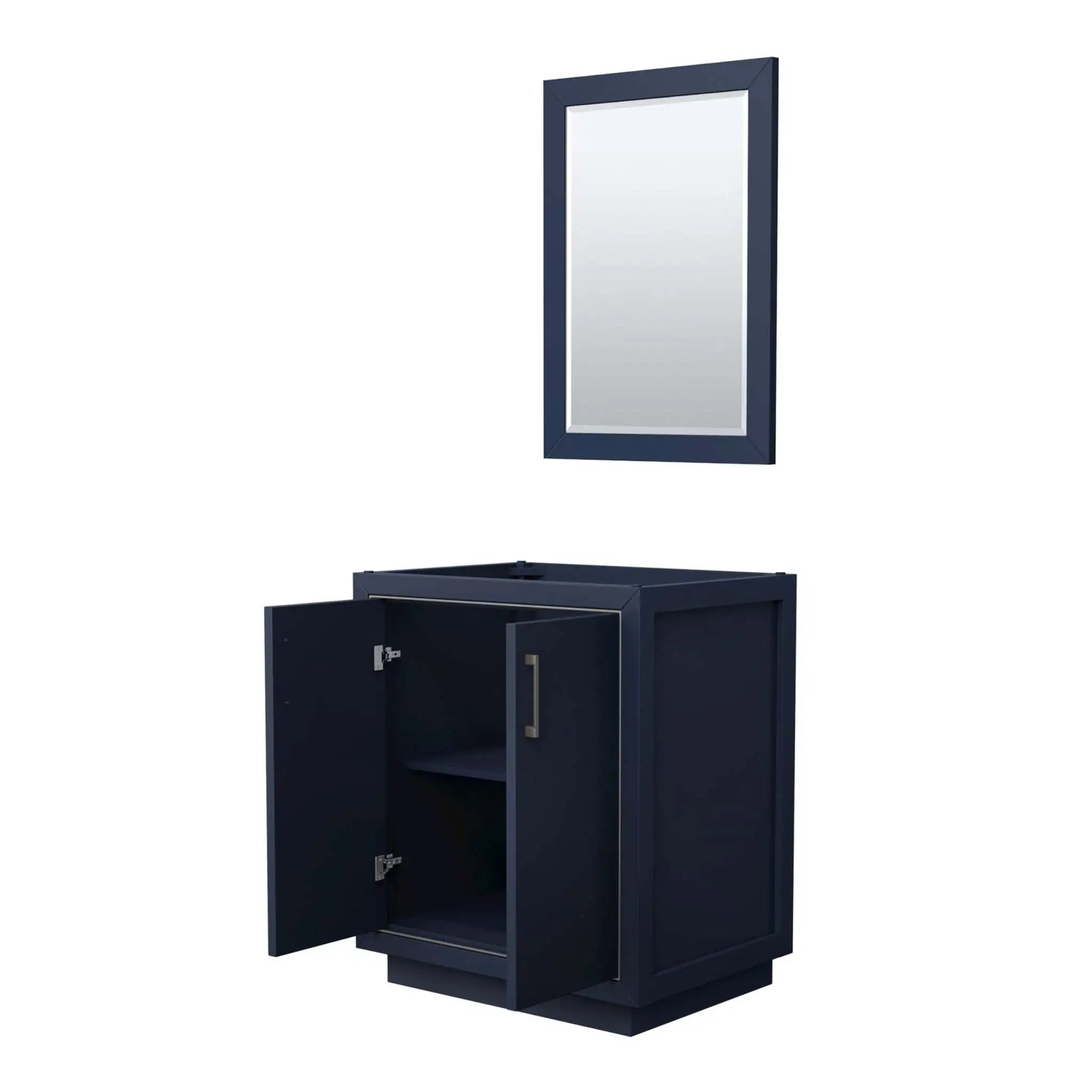 30" Icon Single Bathroom Vanity in Dark Blue with Brushed Nickel Trim & 24" Mirror by Wyndham