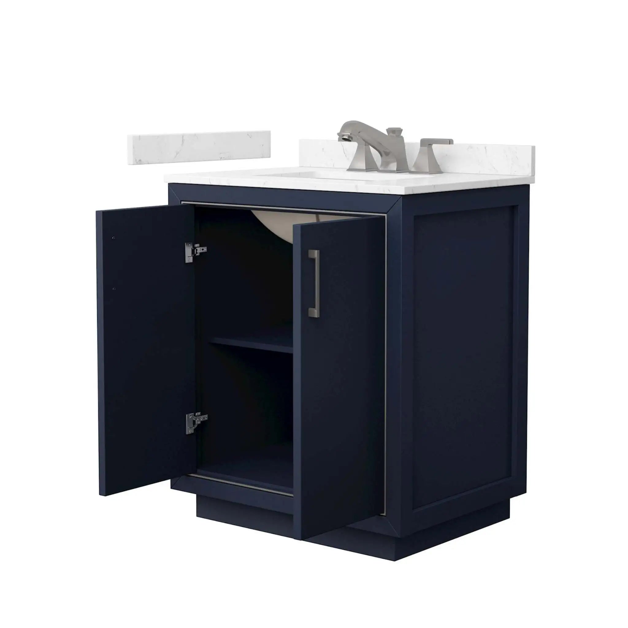30" Icon Single Bathroom Vanity in Dark Blue with Brushed Nickel Trim by Wyndham