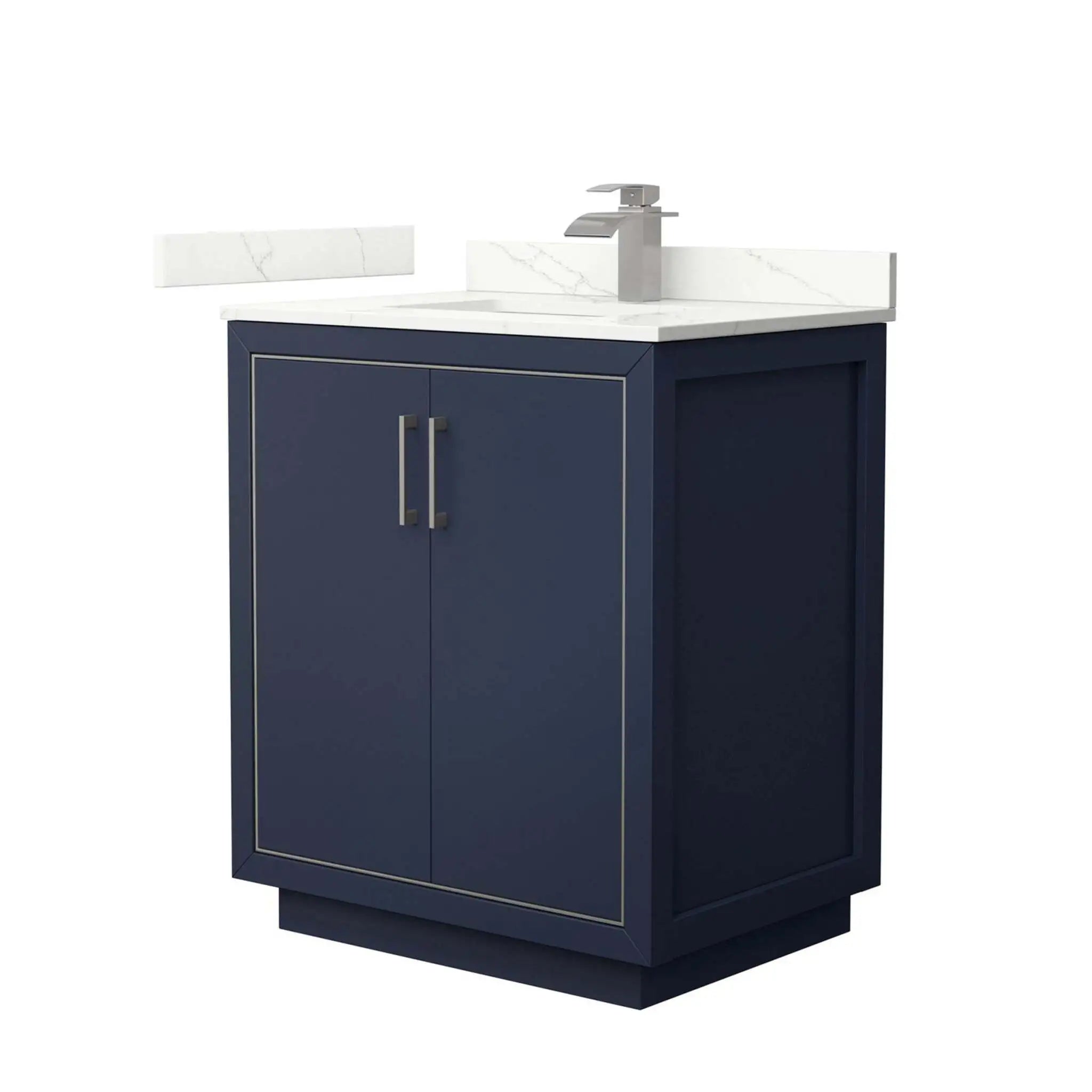 30" Icon Single Bathroom Vanity in Dark Blue with Brushed Nickel Trim by Wyndham