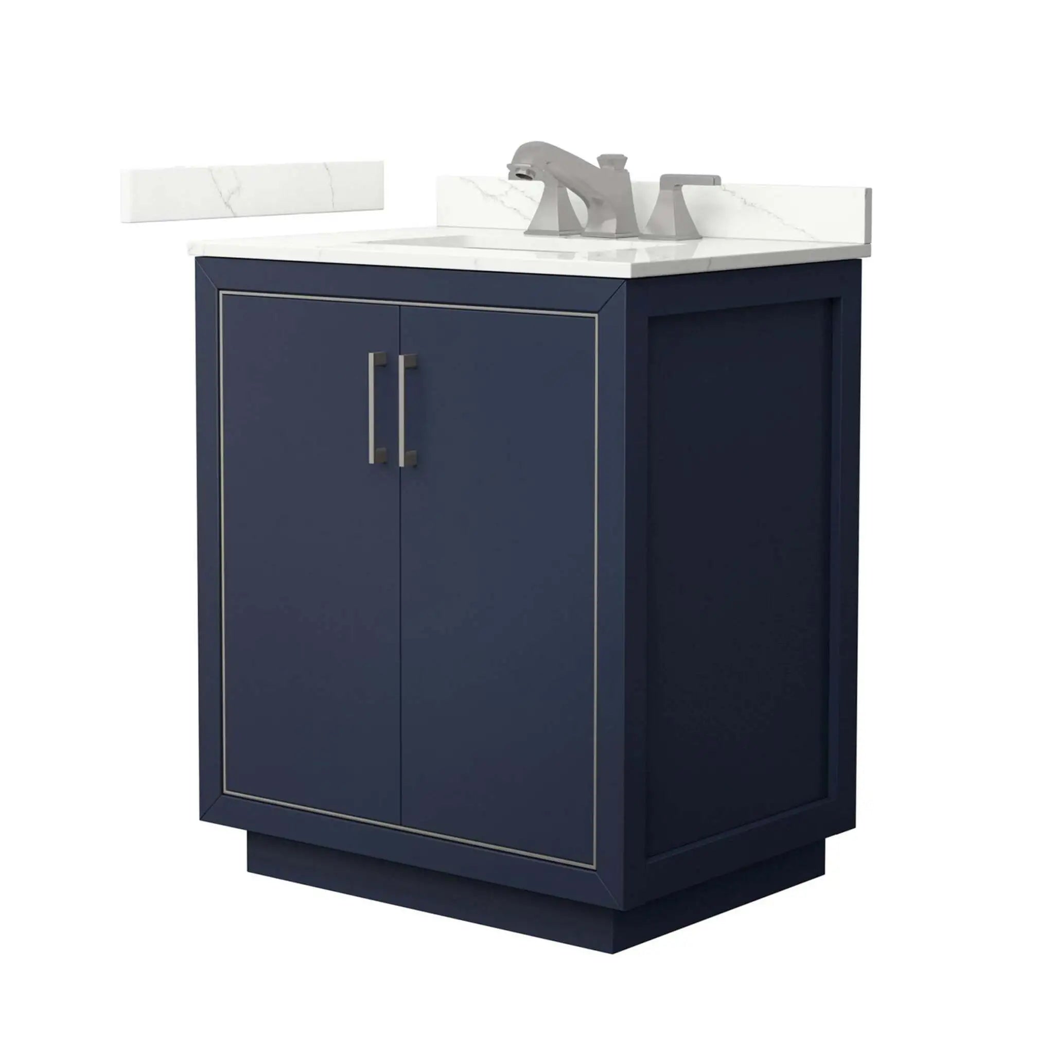 30" Icon Single Bathroom Vanity in Dark Blue with Brushed Nickel Trim by Wyndham