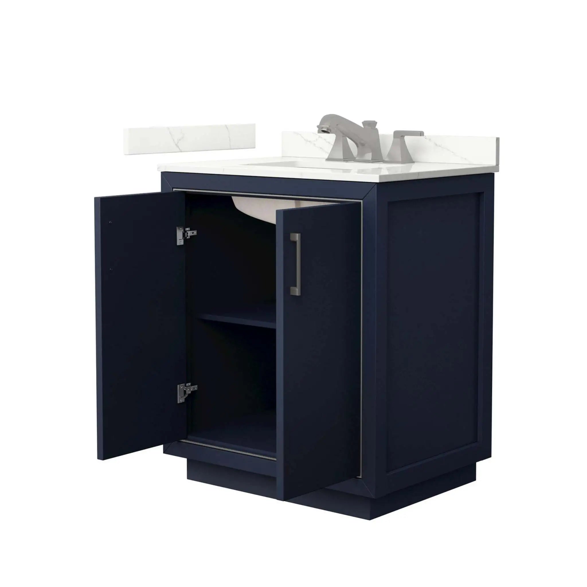 30" Icon Single Bathroom Vanity in Dark Blue with Brushed Nickel Trim by Wyndham