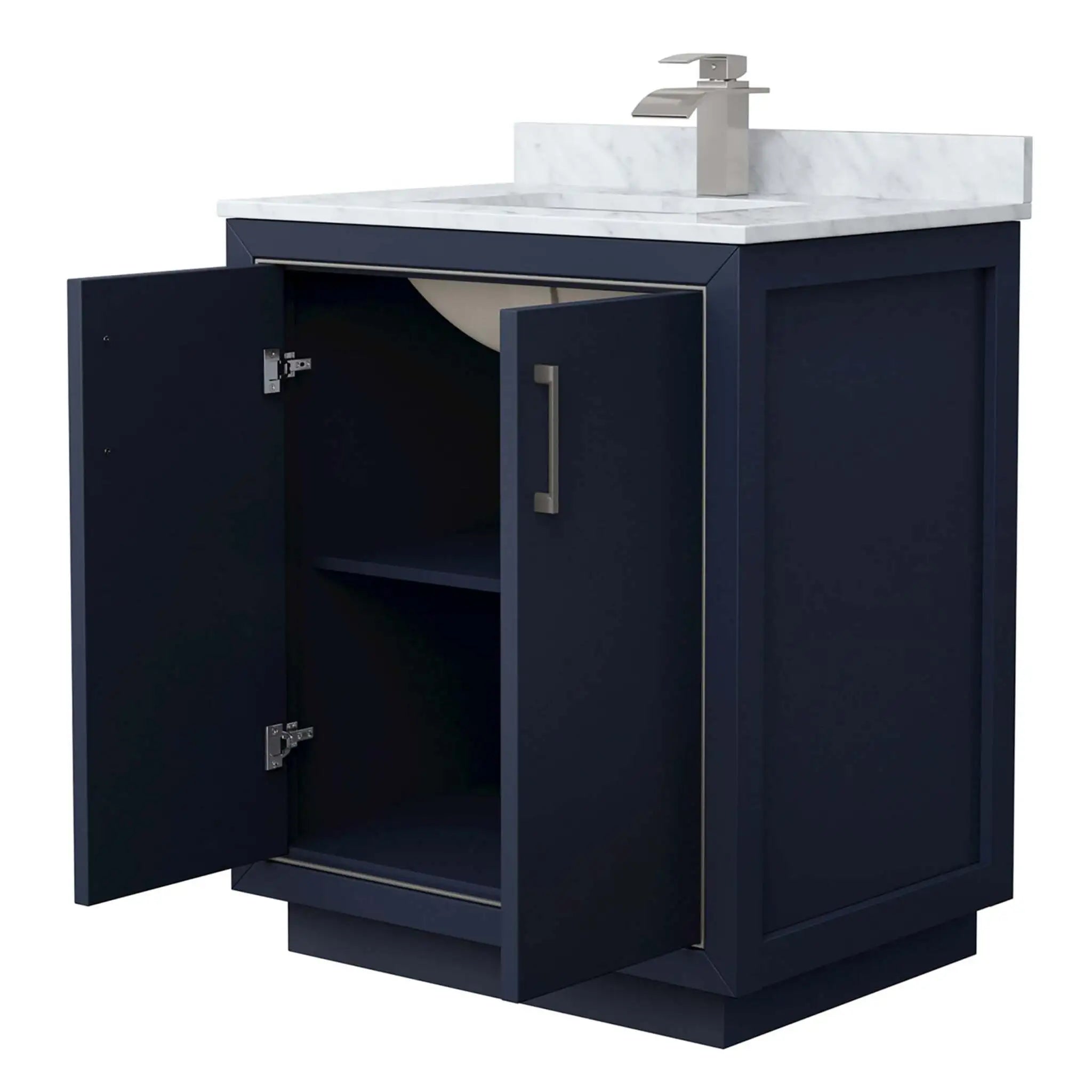 30" Icon Single Bathroom Vanity in Dark Blue with Brushed Nickel Trim by Wyndham