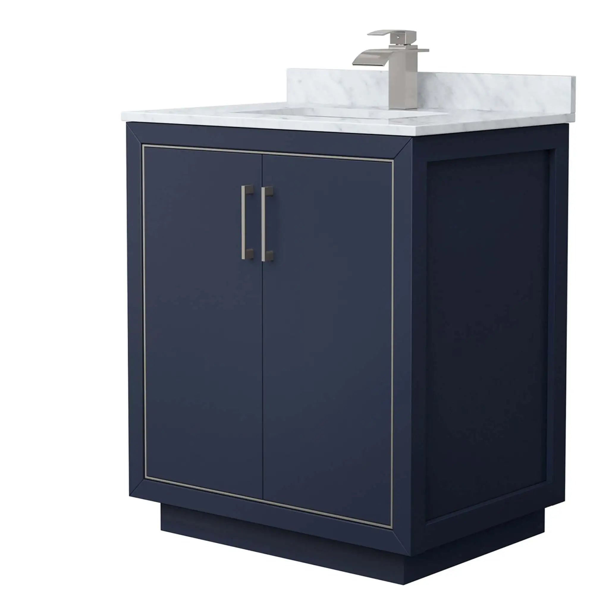 30" Icon Single Bathroom Vanity in Dark Blue with Brushed Nickel Trim by Wyndham