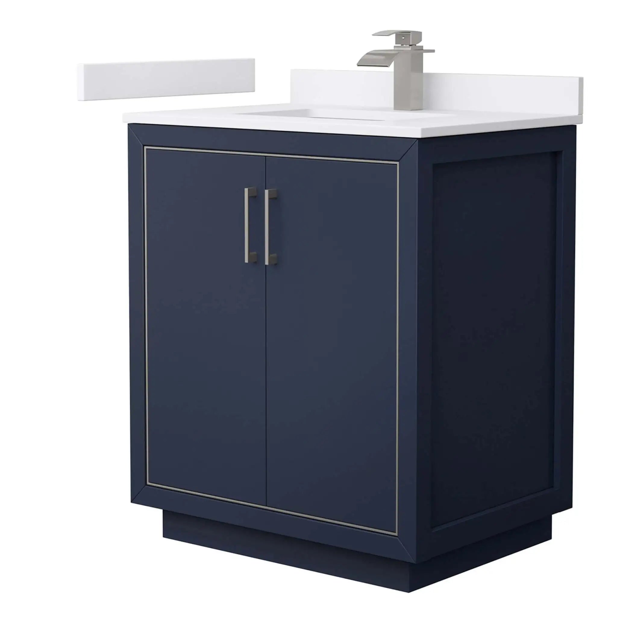 30" Icon Single Bathroom Vanity in Dark Blue with Brushed Nickel Trim by Wyndham
