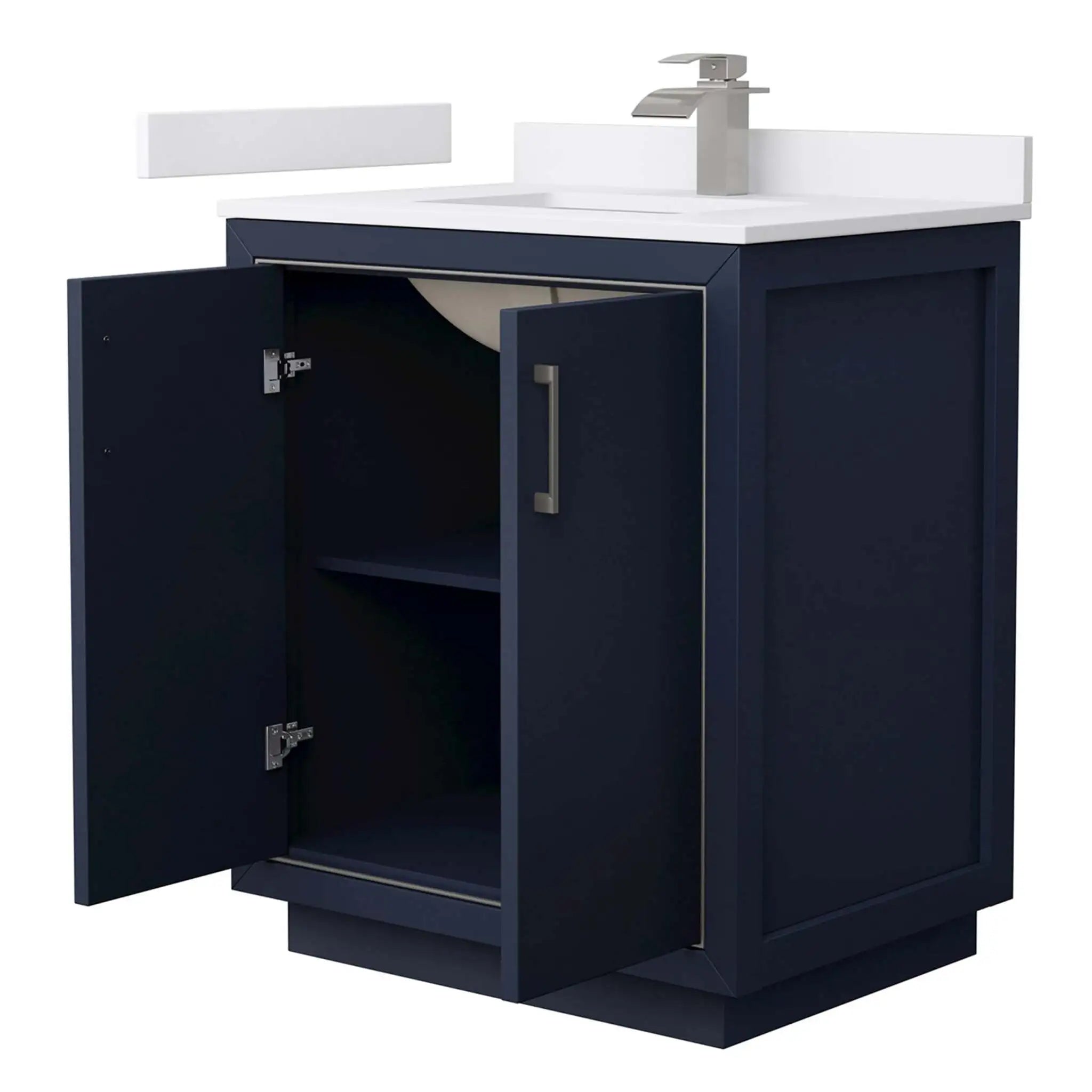 30" Icon Single Bathroom Vanity in Dark Blue with Brushed Nickel Trim by Wyndham