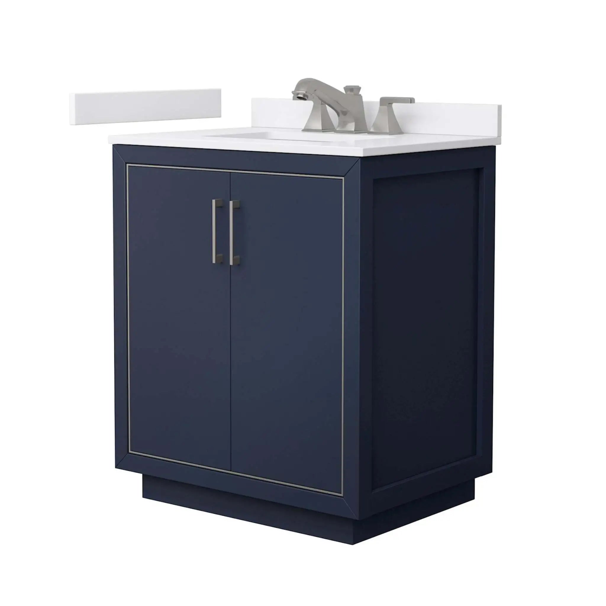 30" Icon Single Bathroom Vanity in Dark Blue with Brushed Nickel Trim by Wyndham