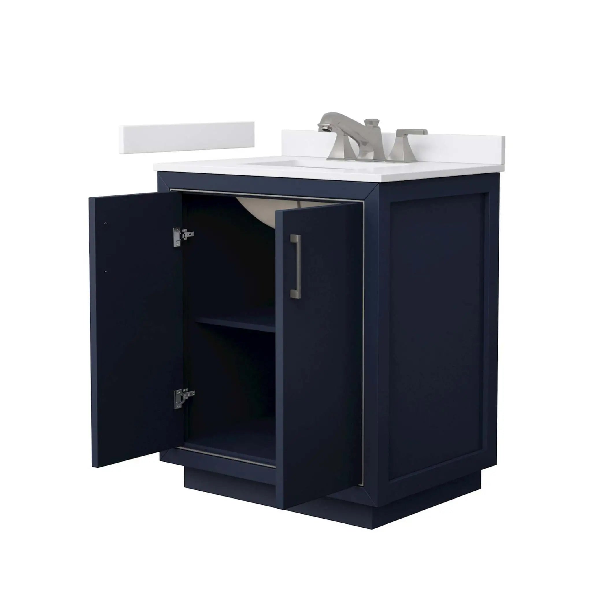 30" Icon Single Bathroom Vanity in Dark Blue with Brushed Nickel Trim by Wyndham